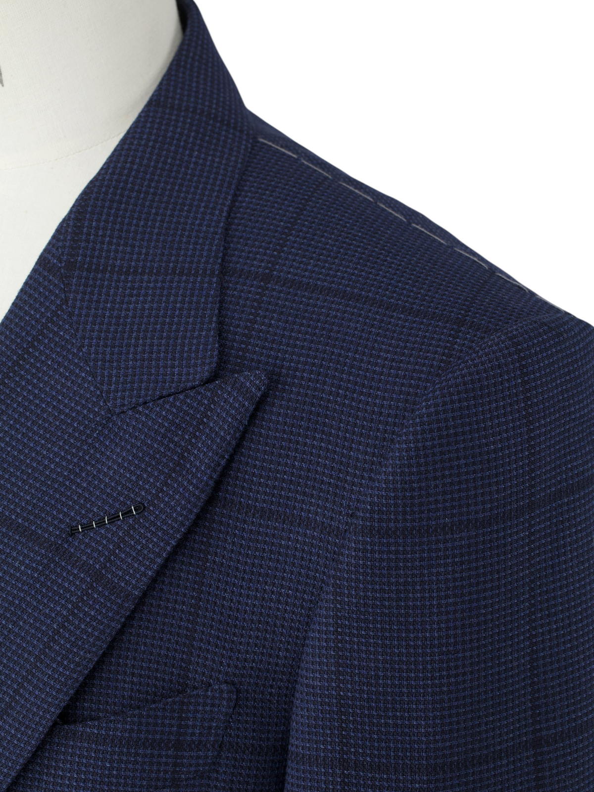 Tom Ford Dark Blue Pure Silk Basket-Weave Windowpane Jacket