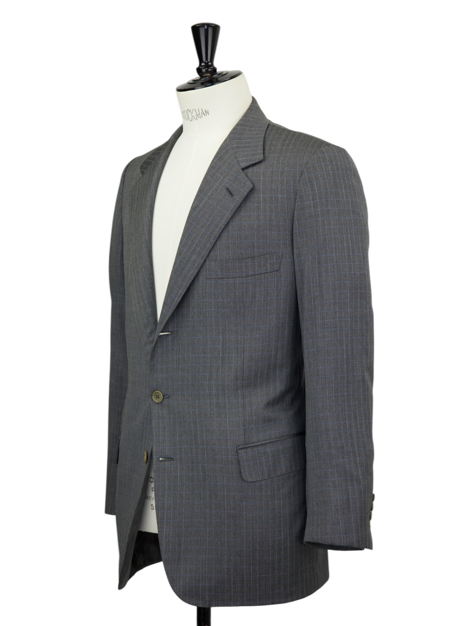 Brioni Grey Fine Wool Multicolor Windowpane Suit