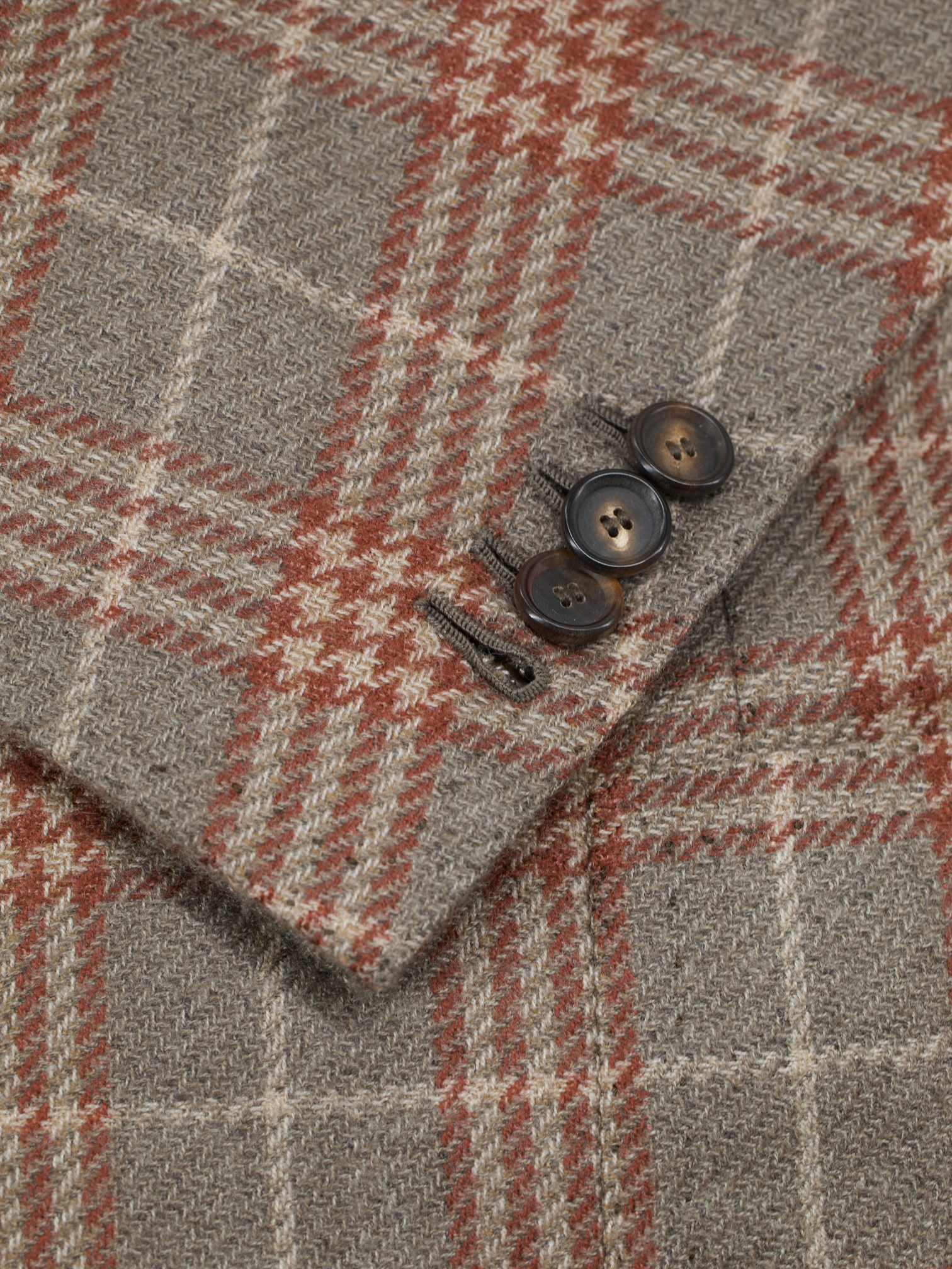 Cesare Attolini Light Brown & Negroni Red Pure Cashmere Prince of Wales Jacket