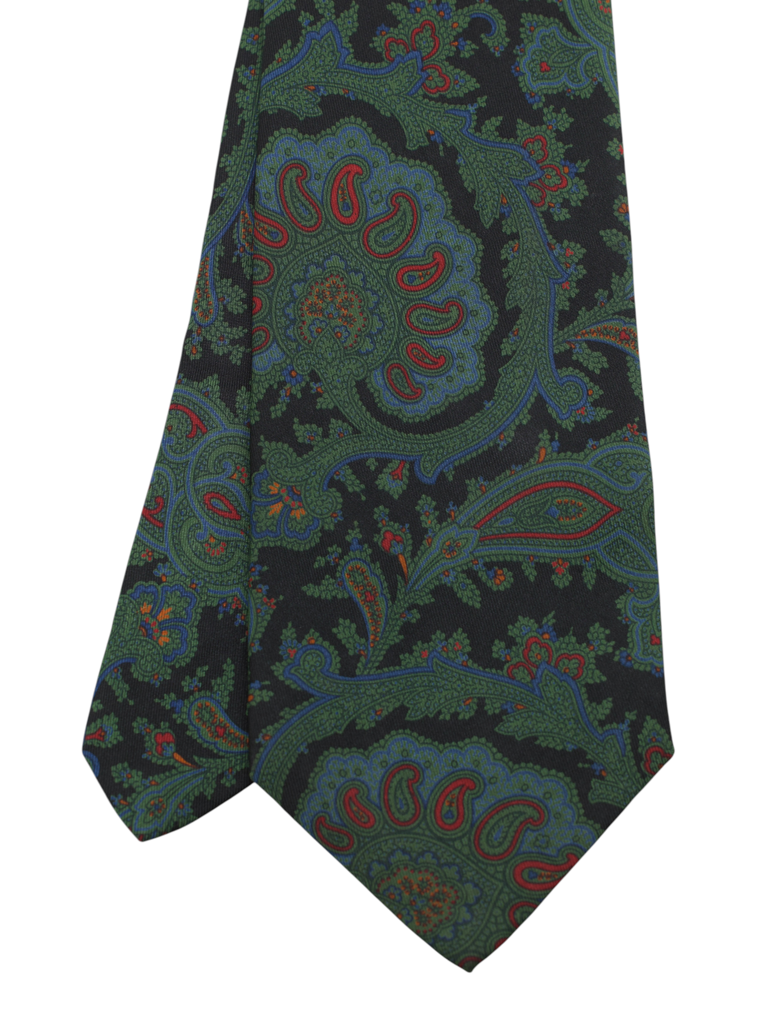 Brioni Forest Green Vintage Silk Paisley Pattern Tie