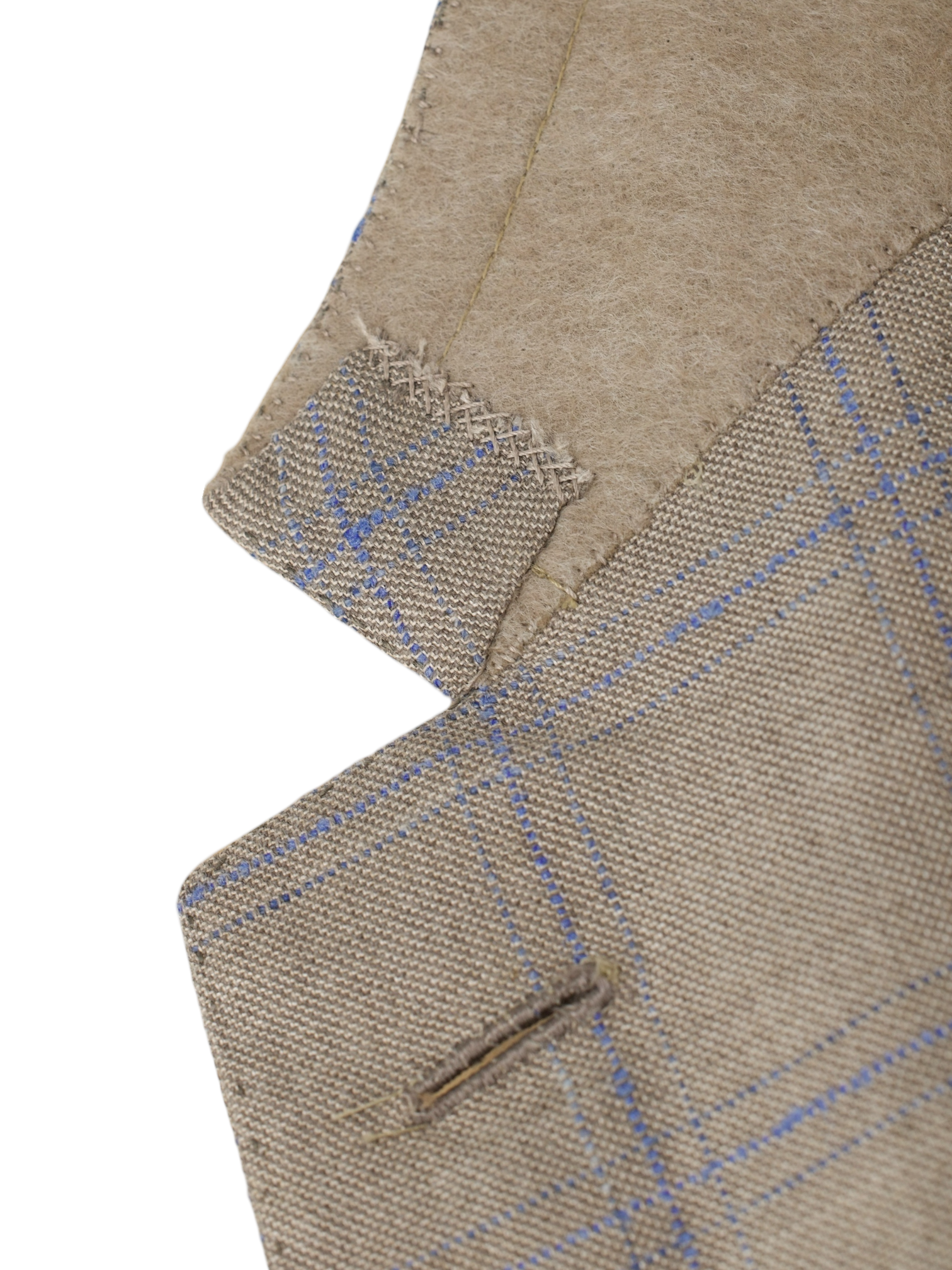 Brioni Taupe & Light Blue Wool & Shantung Silk Windowpane Senato Jacket