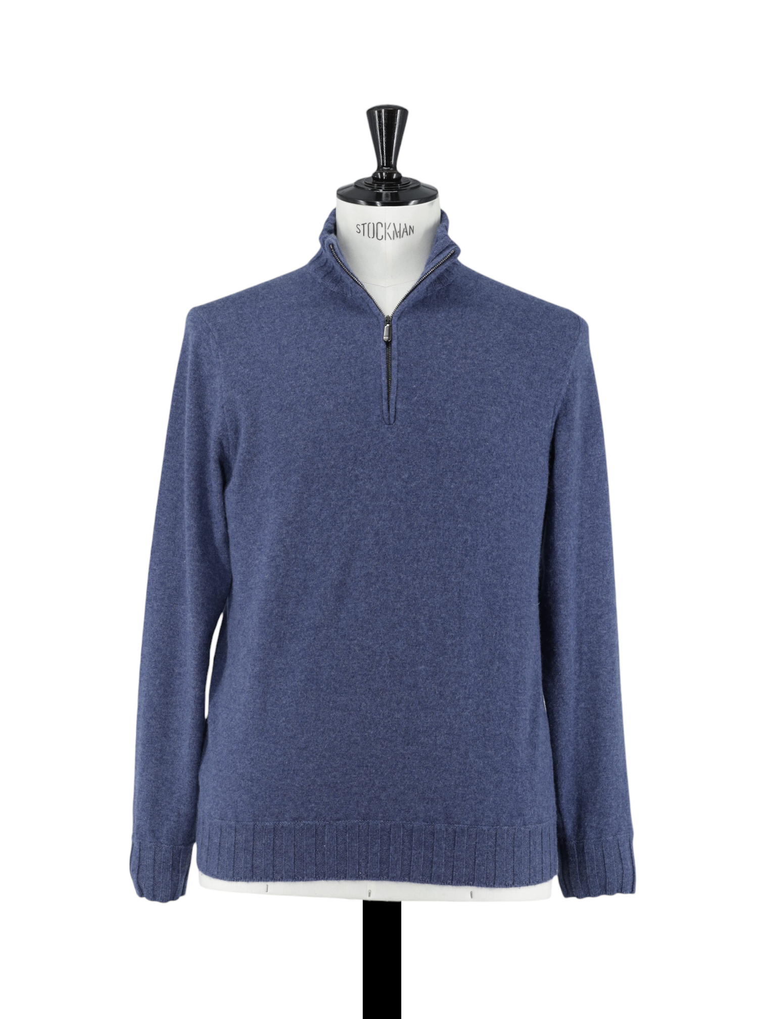 Cesare Attolini Blue Duvet Cashmere Quarter-Zip Sweater
