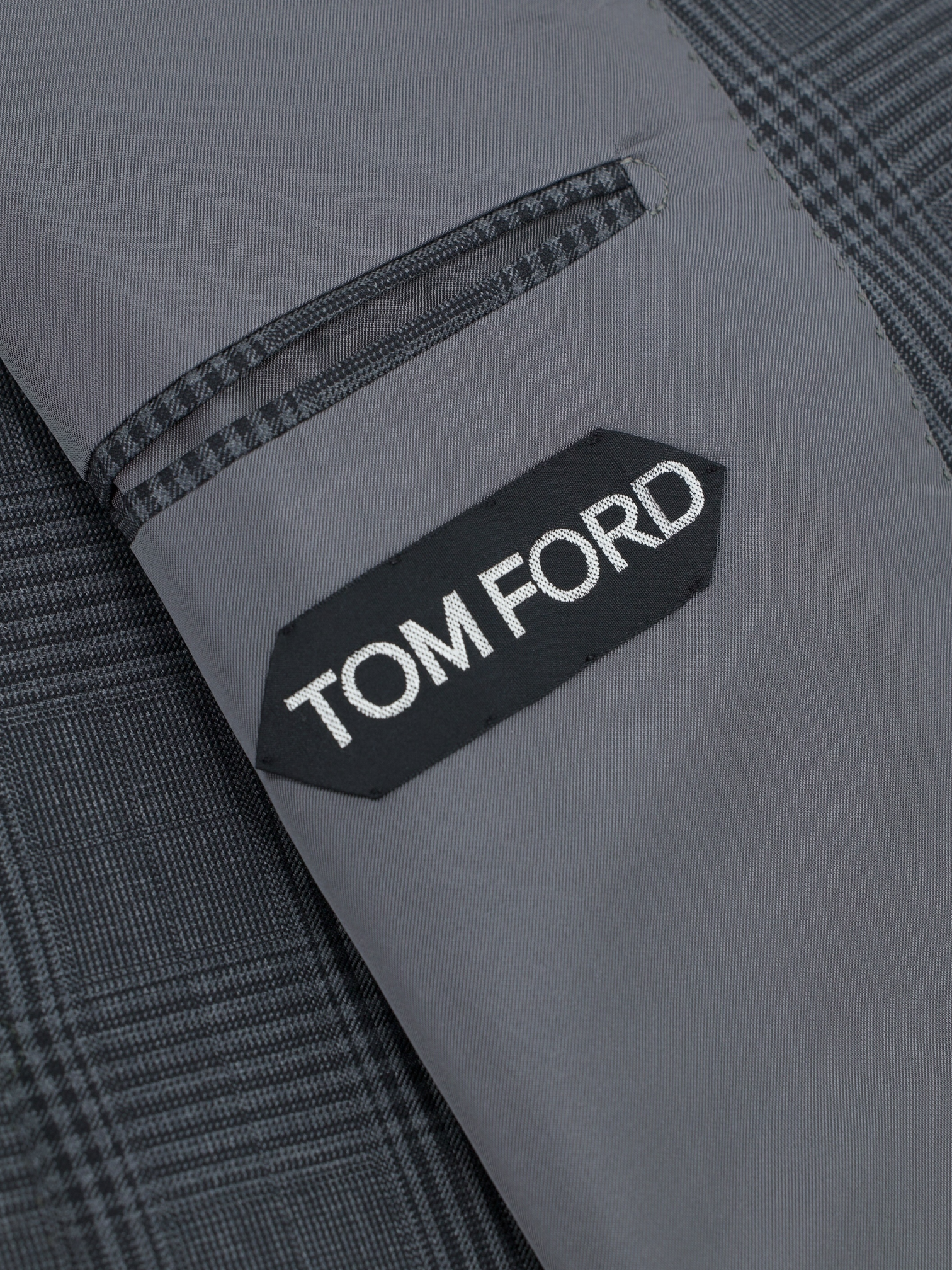 Tom Ford Dark Grey Fine-Wool Checkered Regency Suit