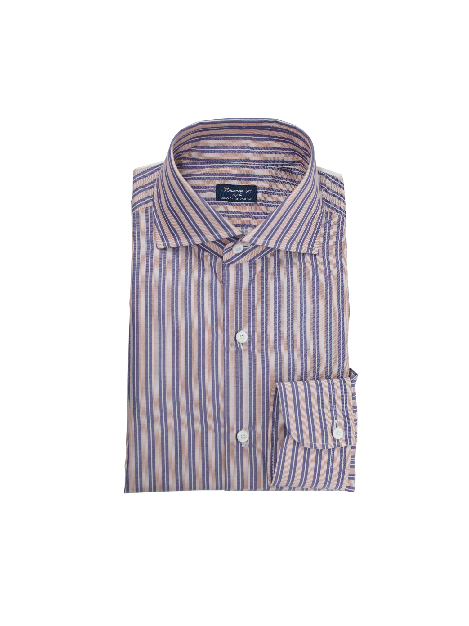 Finamore Pink & Lavender Cotton Multi-Pinstripe Shirt