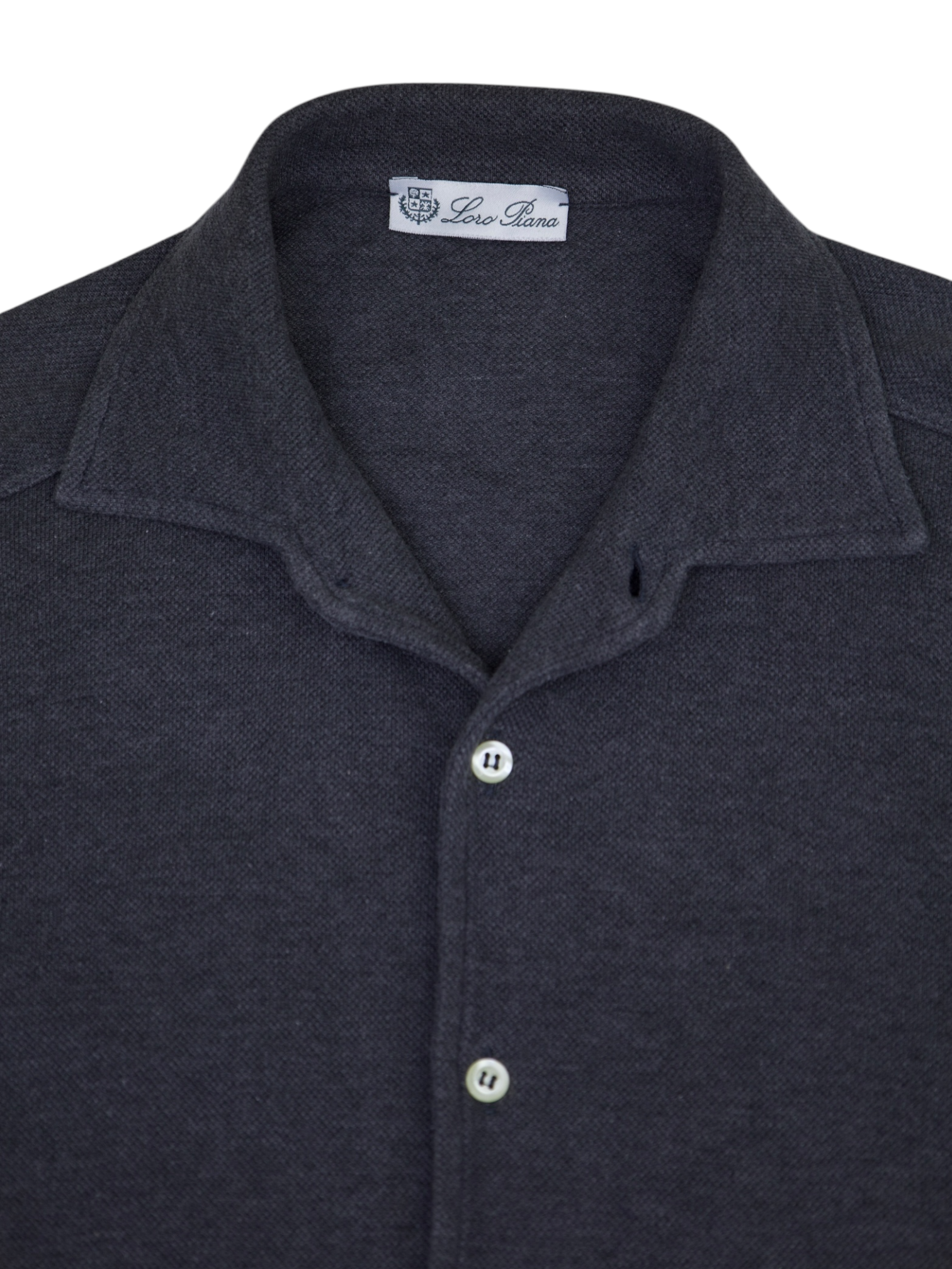 Loro Piana Grey Piqué Knitted Cotton Shirt