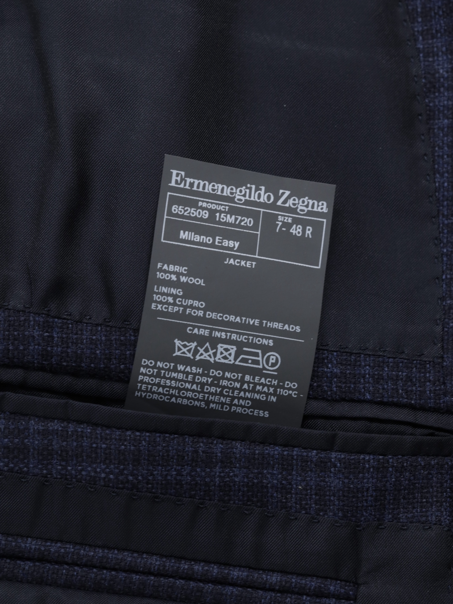 Ermenegildo Zegna Navy Trofeo-Light Wool Prince of Wales Milano Easy Jacket