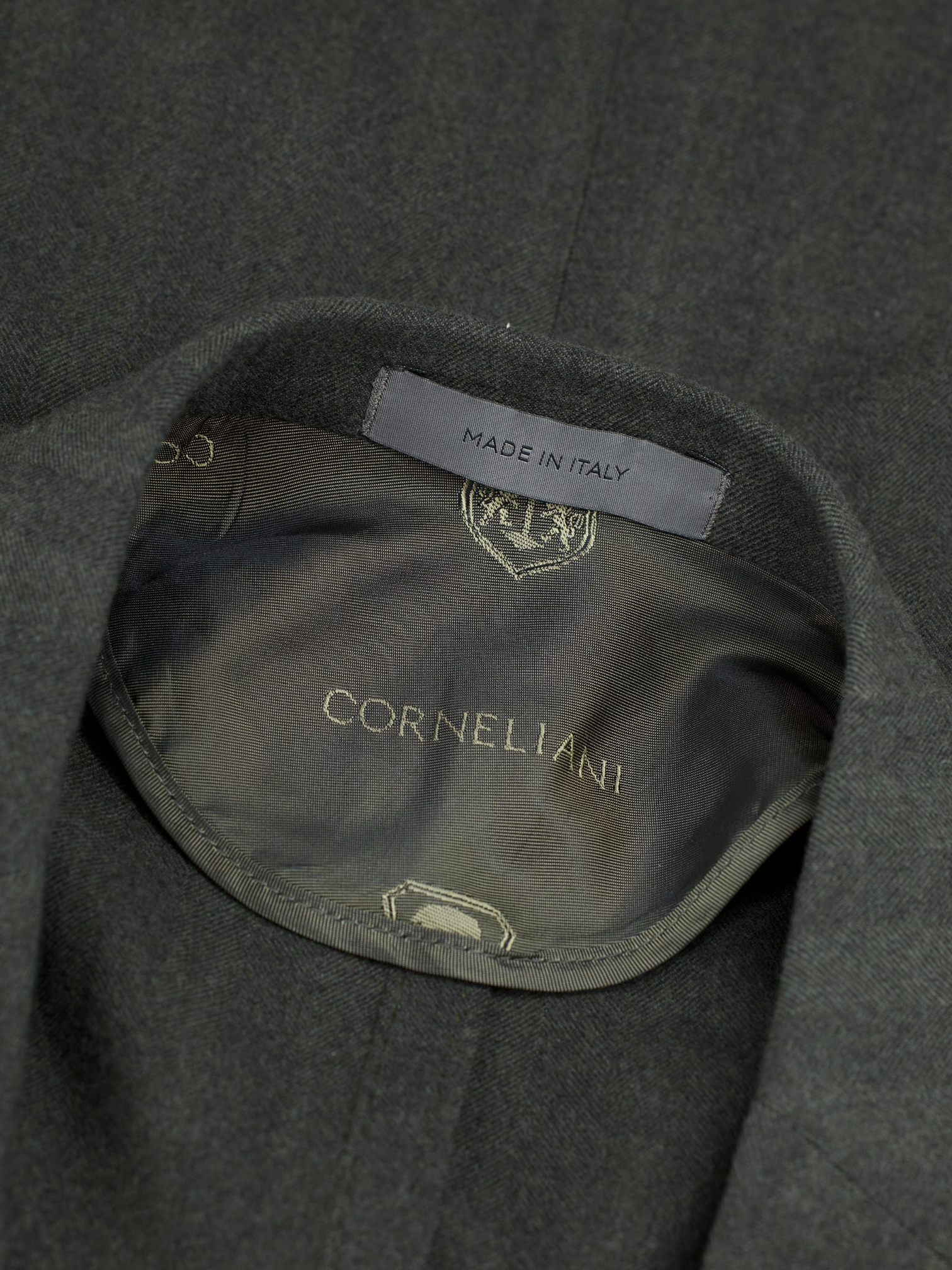 Corneliani Olive Green Wool & Silk Herringbone Jacket