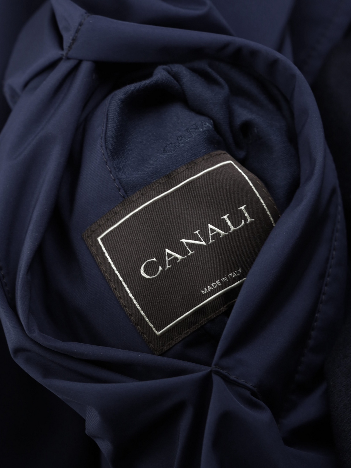 Canali Dark Blue Reversible Storm System Wool & Softshell Carcoat