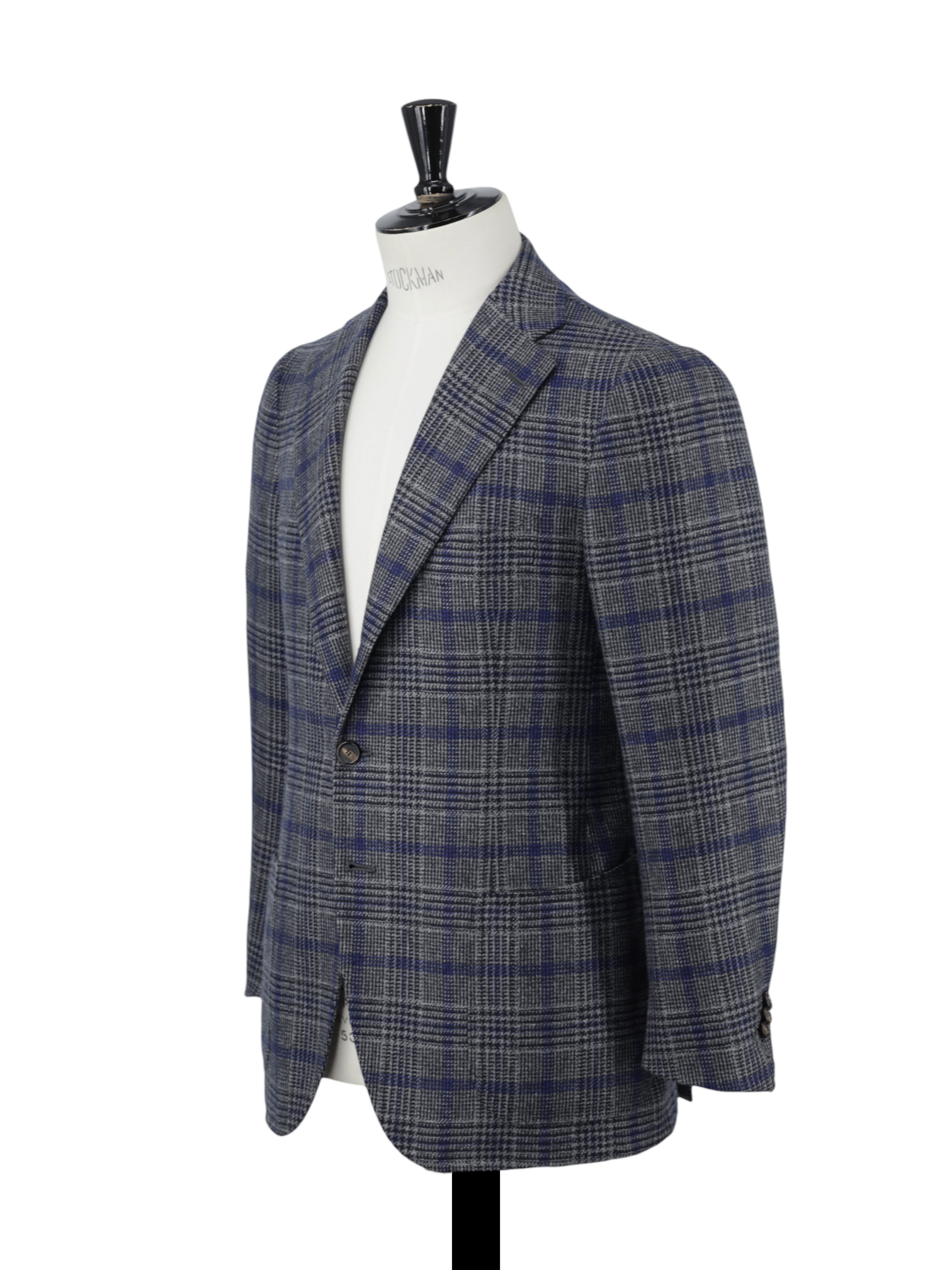 Cesare Attolini Grey & Royal Blue Pure Cashmere Prince of Wales Jacket