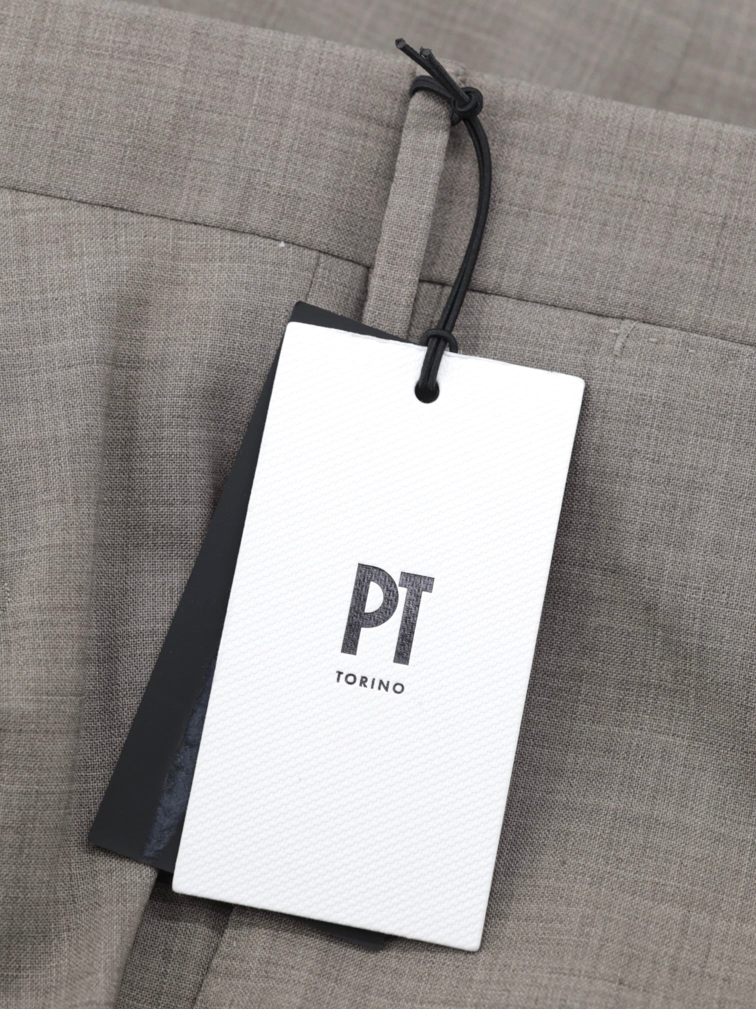 PT01 Greige Wool-Stretch Single Pleated Trousers