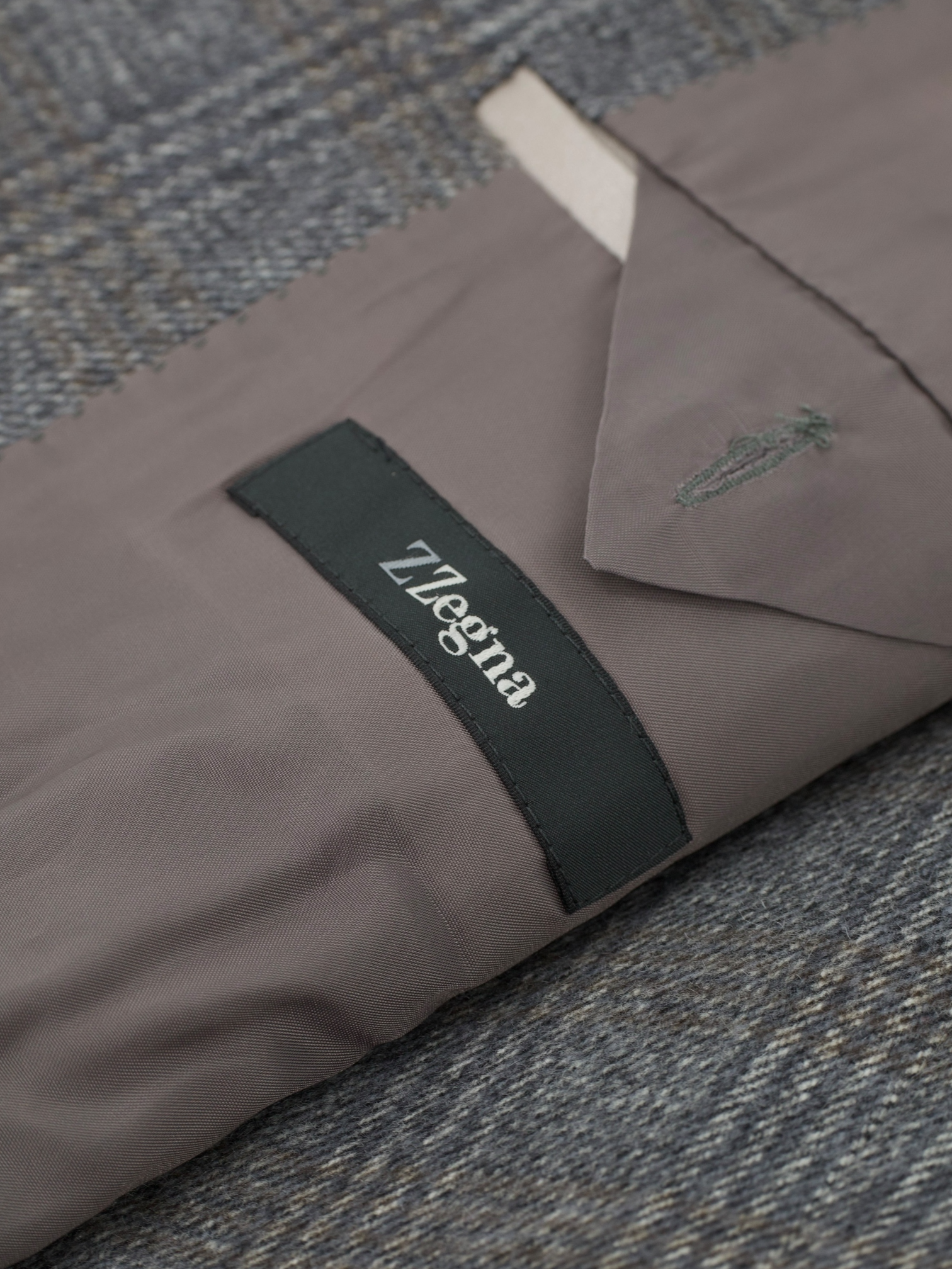 Z-Zegna Grey & Taupe Wool & Angora Checkered Jacket