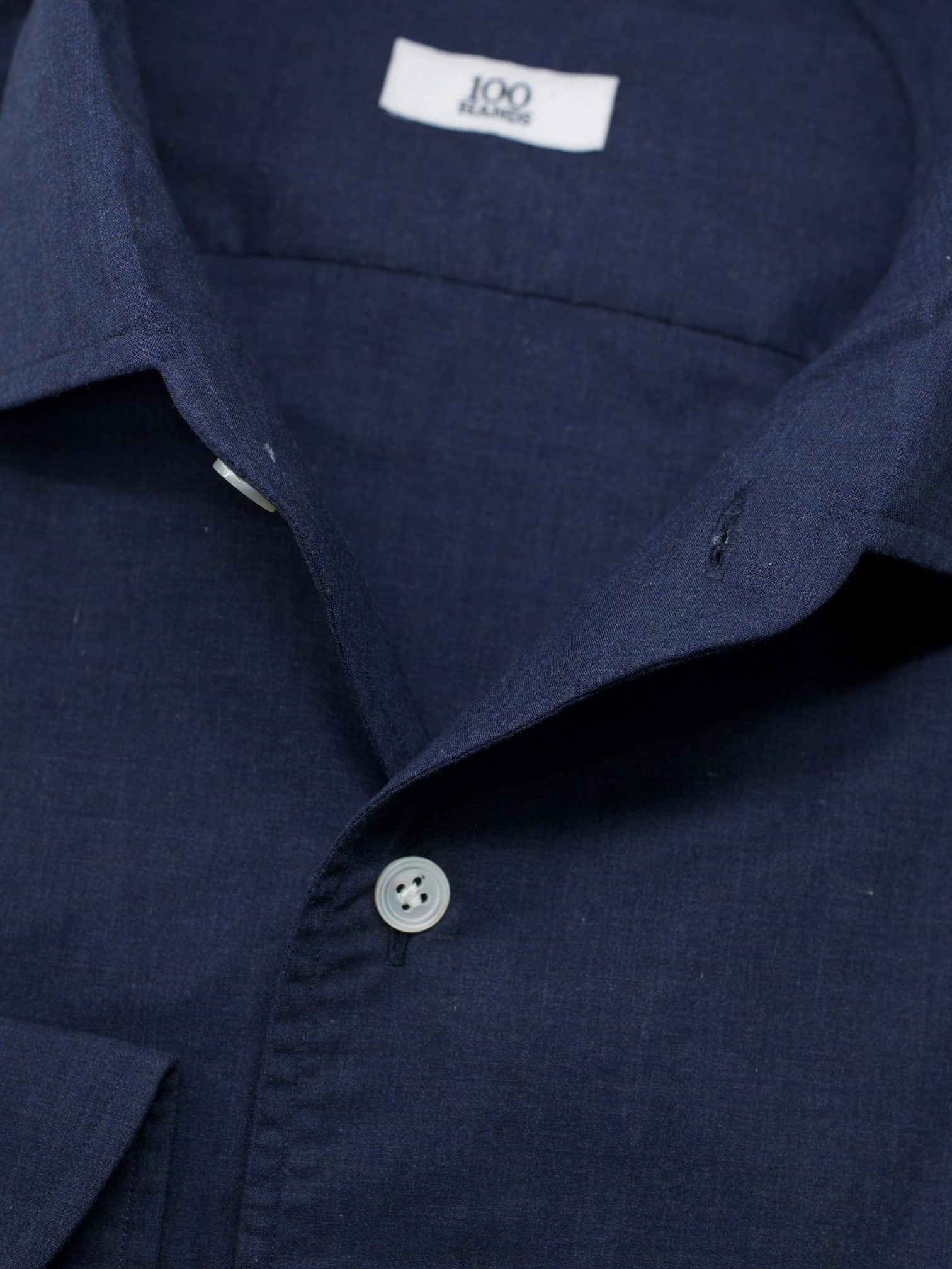 100 Hands Navy Cotton Melange-Pattern Shirt