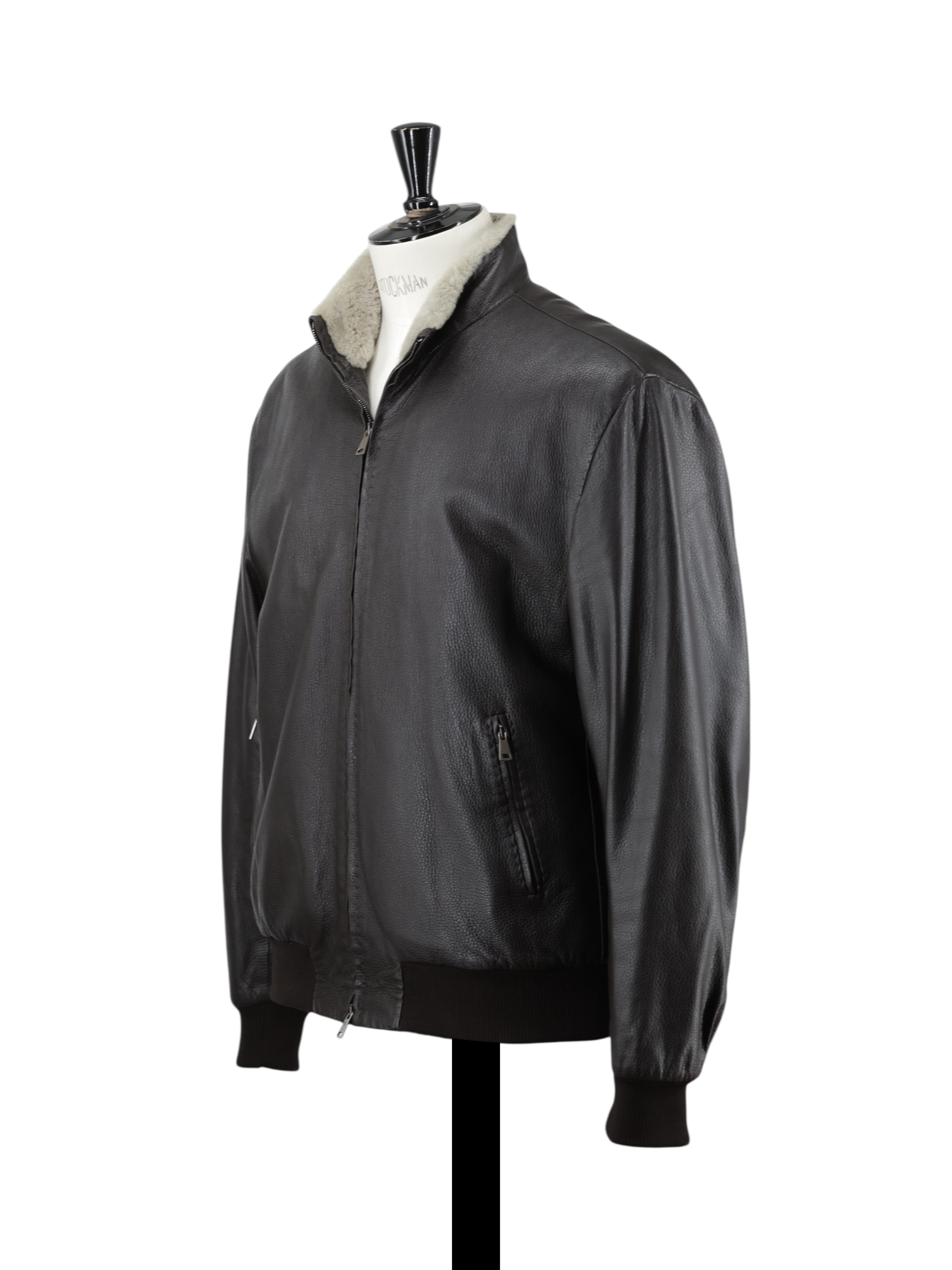 Rifugio Dark Brown Deerskin & Castorino-Fur Lining Bomberjacket