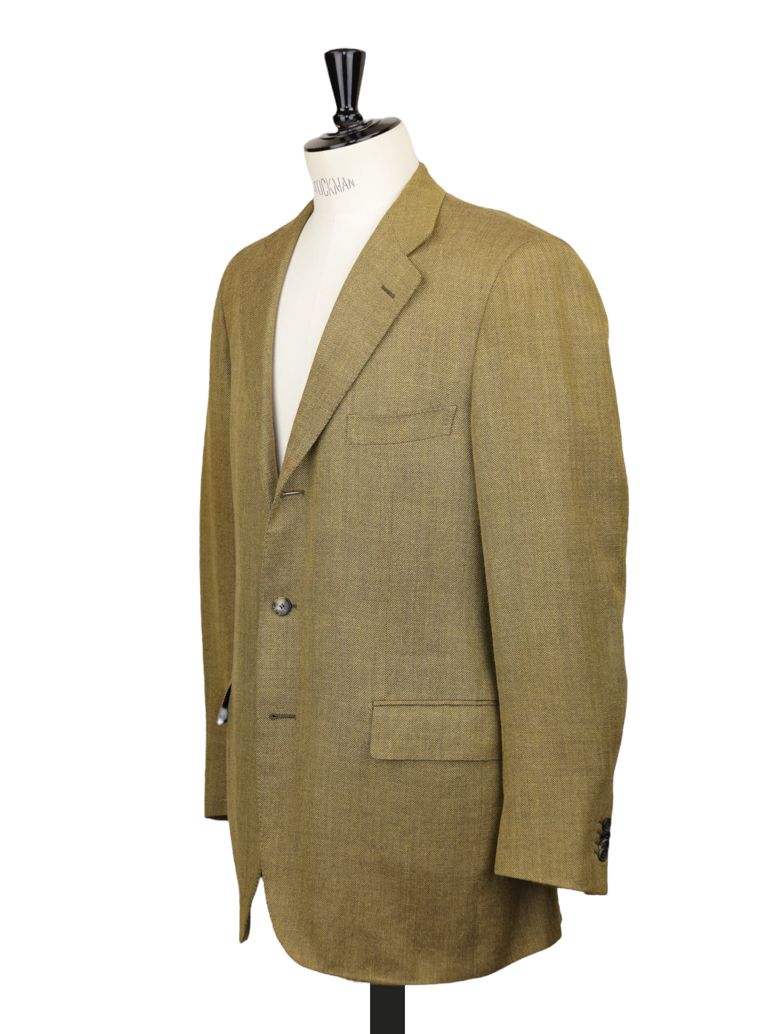 Caruso Gold Wool, Silk & Linen Herringbone Jacket
