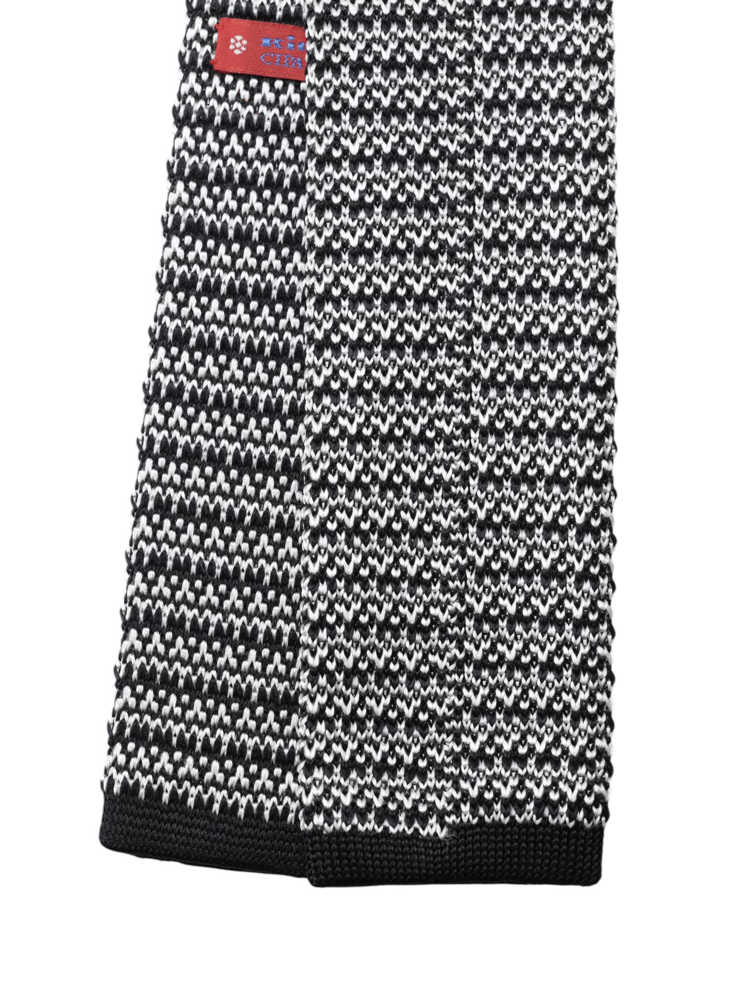 Kiton Black & White Knitted Silk "Cipa 1960" Tie
