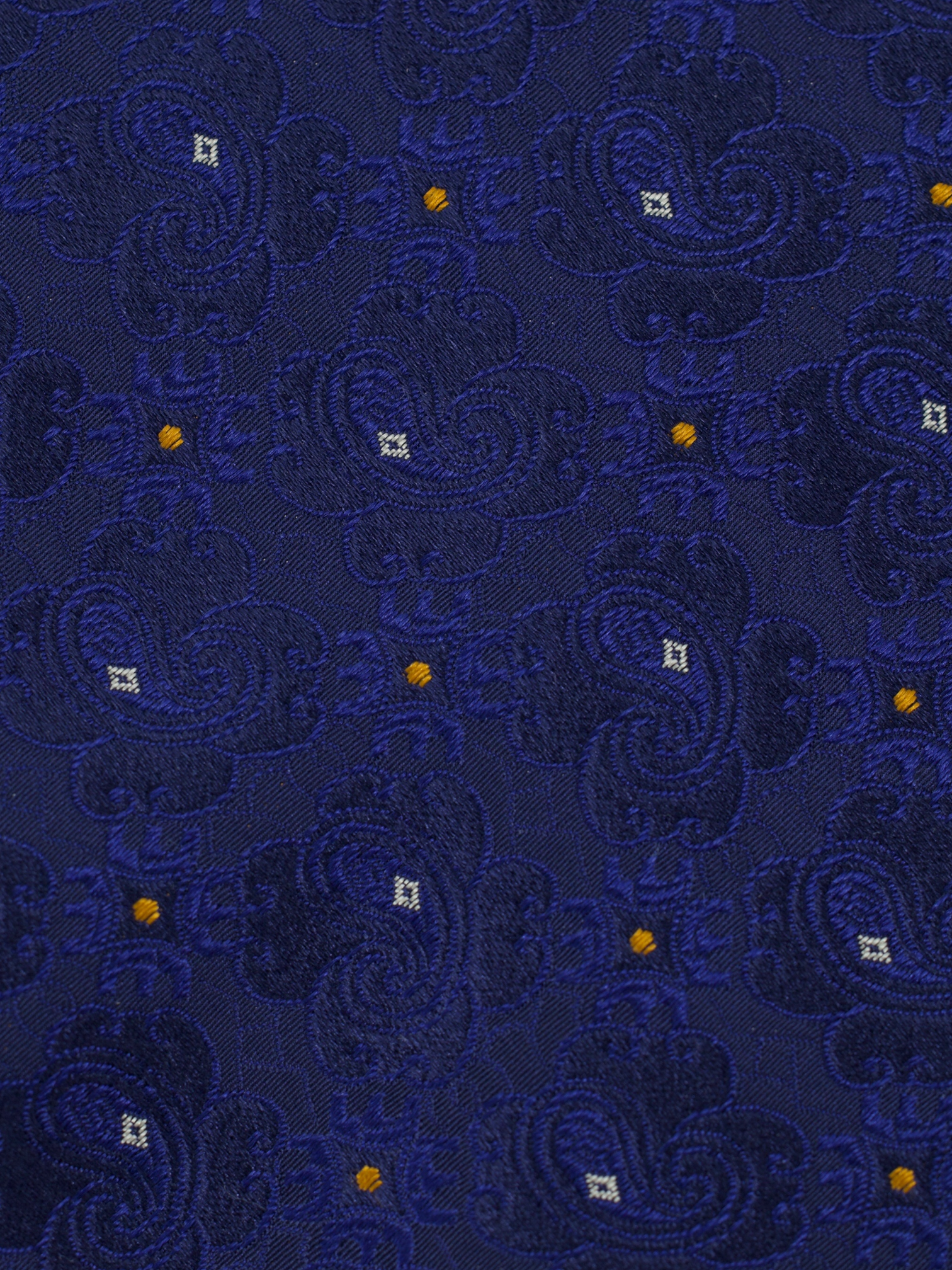 Kiton 5-Fold Marine Blue & Orange Silk Pailsey-Medaillon Tie