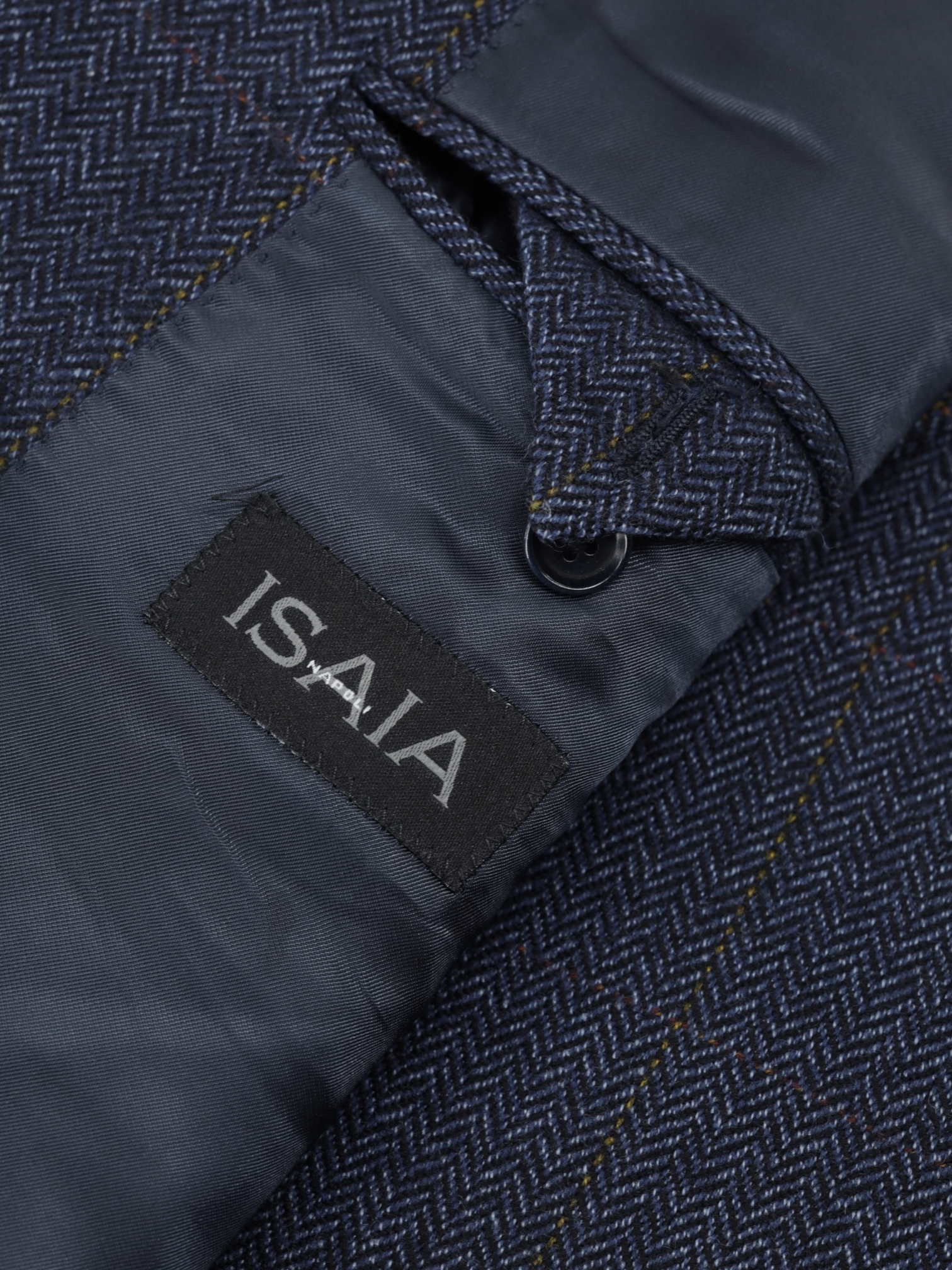 Isaia Vintage Dark Blue & Brown Wool & Cashmere Windowpane Jacket