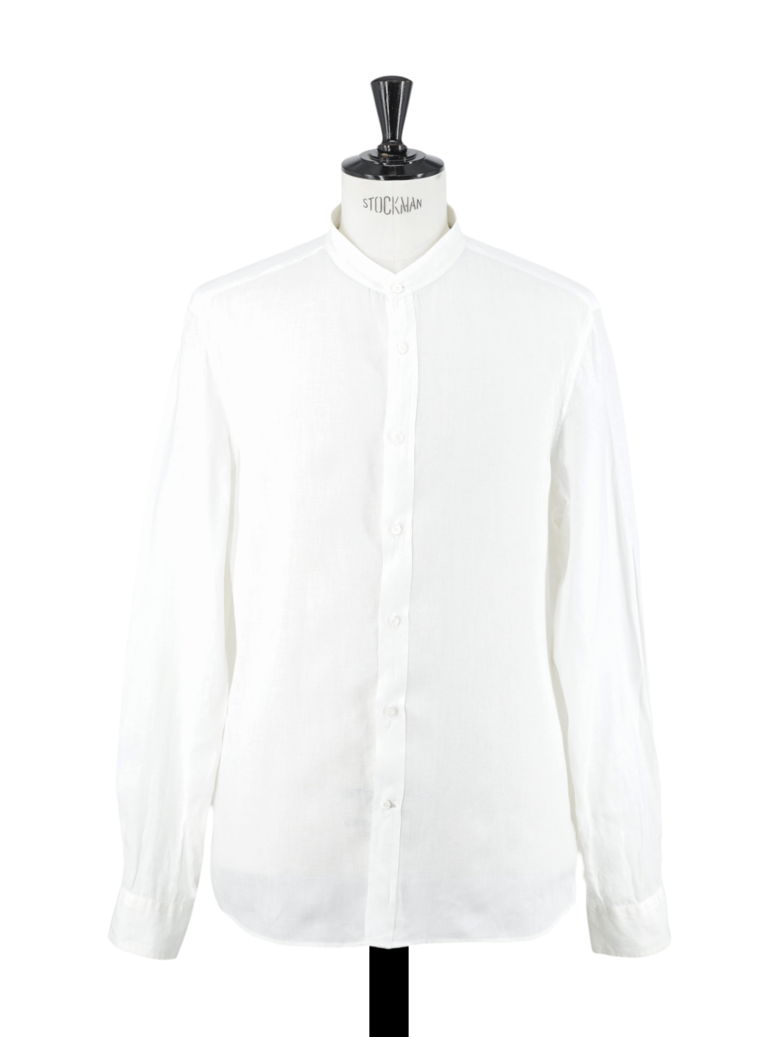 Brunello Cucinelli White Linen Mandarin-Collar Shirt