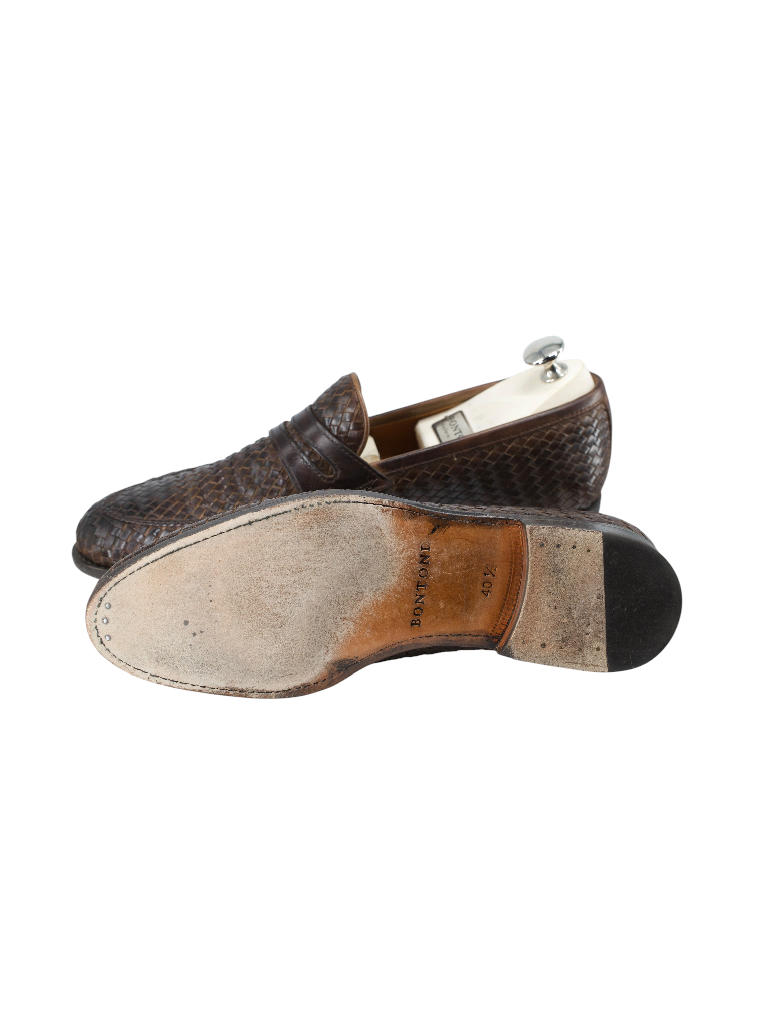 Bontoni Dark Brown Braided-Calfleather Summer Penny Loafer