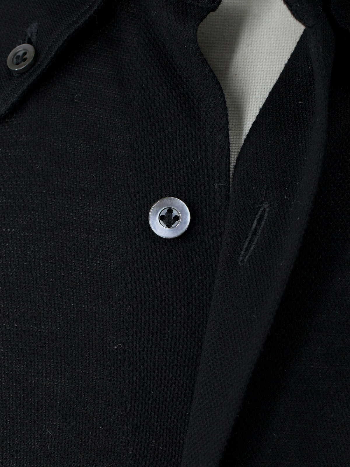 Fray Black Cotton-Pique Button-Down Shirt