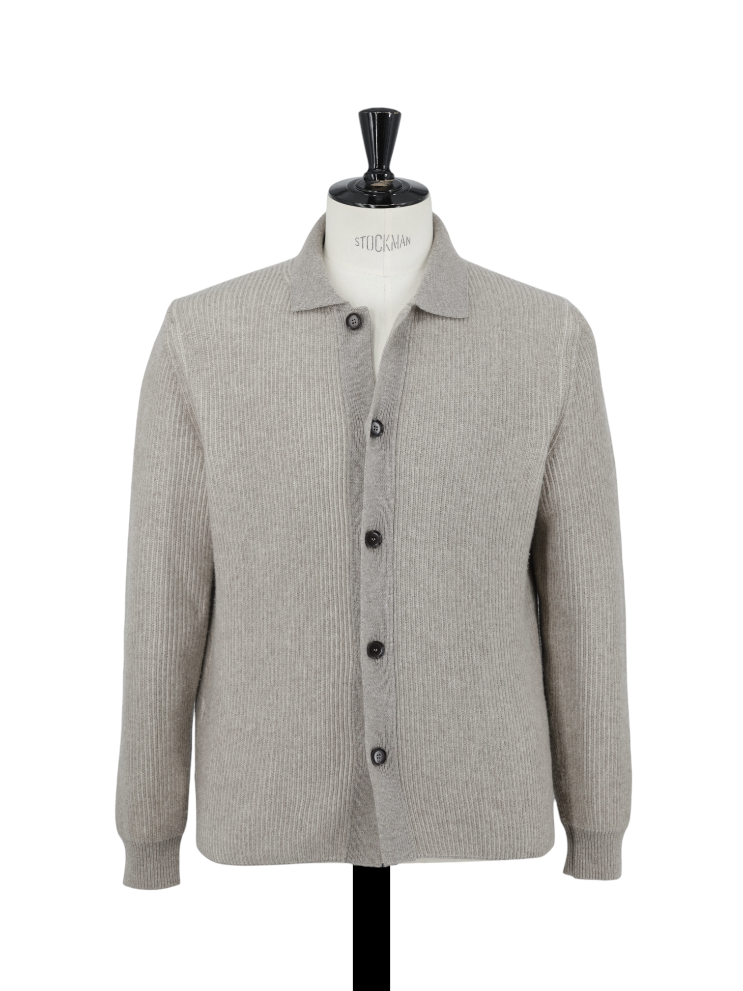 Luciano Barbera Taupe Wool & Cashmere Rib-Knitted Straight-Fit Sweater