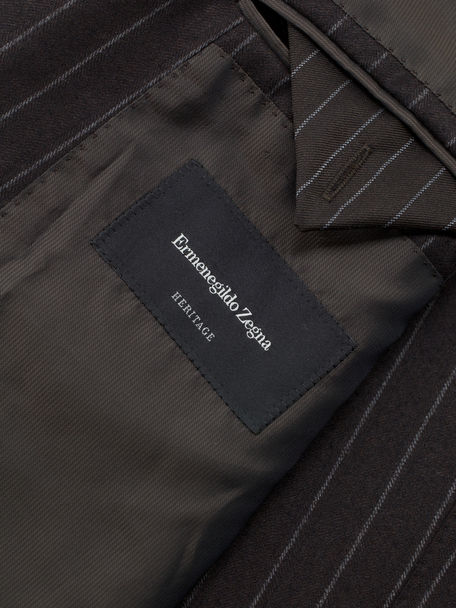 Ermenegildo Zegna Dark Brown "Heritage" Wool-Flannel Chalkstripe Suit