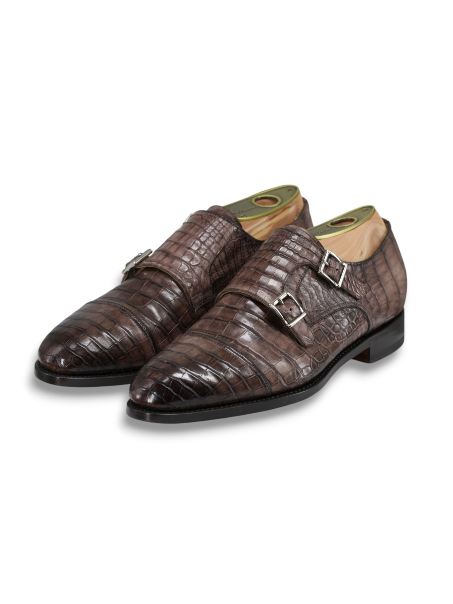Santoni Taupe Mississippi-Alligator Double Monk