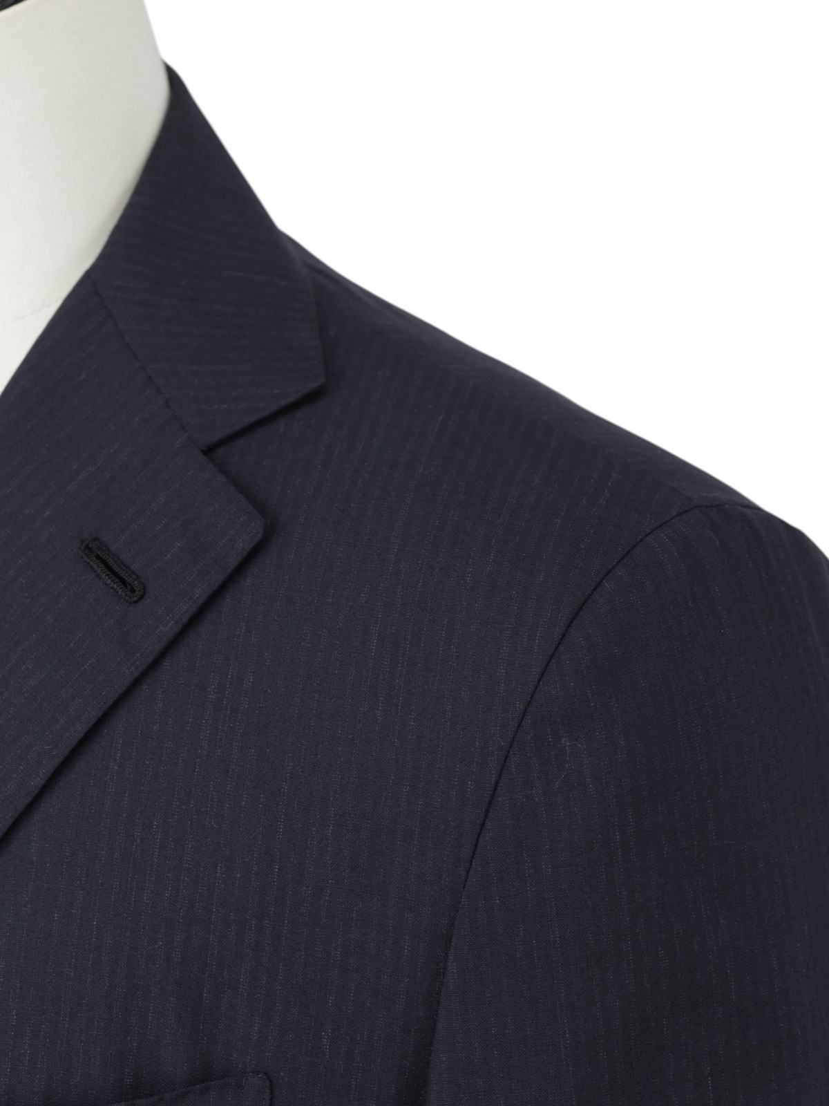 Kiton Deep Navy Lightweight Cashmere Shadow-Stripe Suit