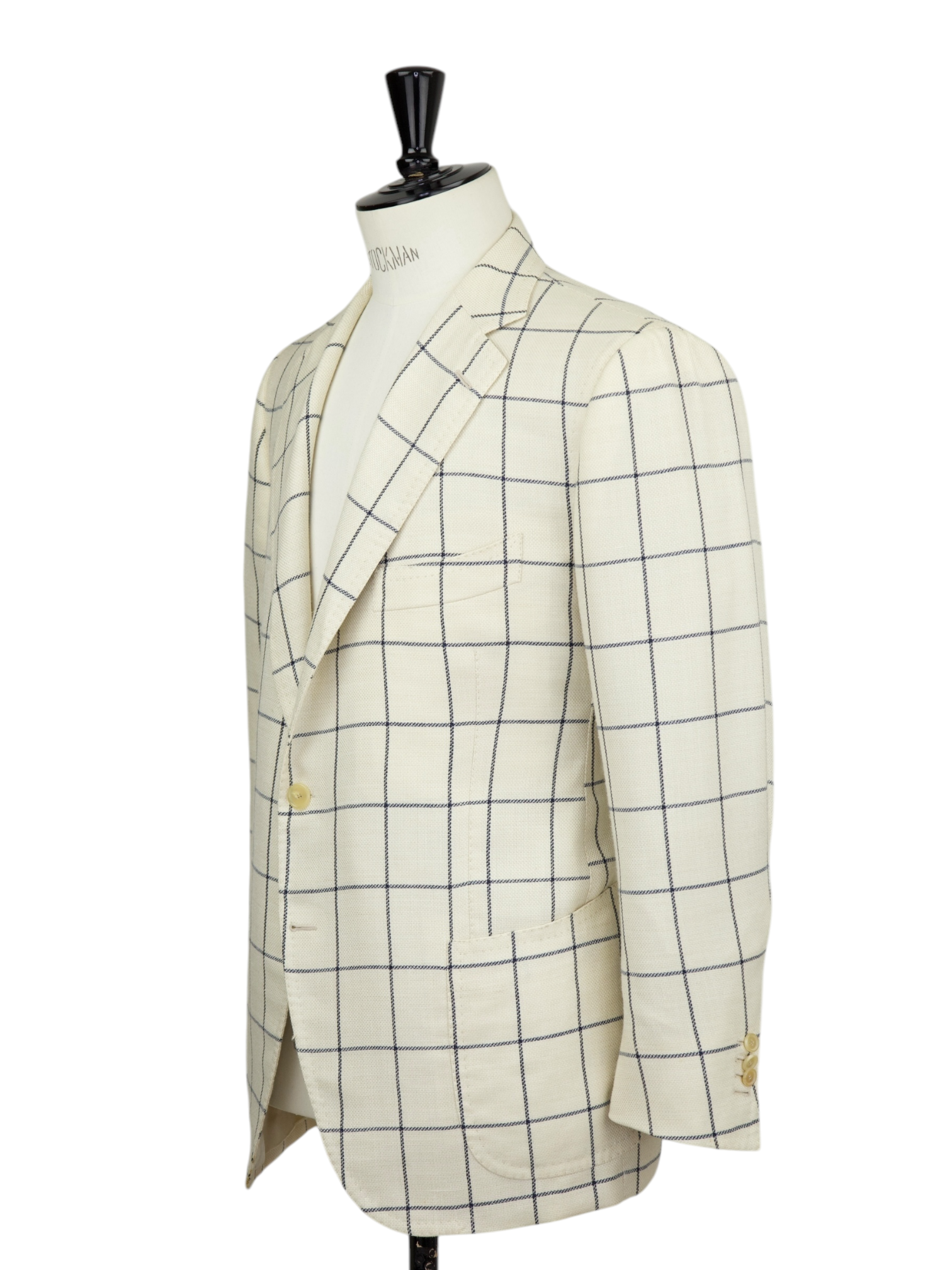 Cesare Attolini Offwhite Wool, Silk & Linen Hopsack Windowpane Jacket