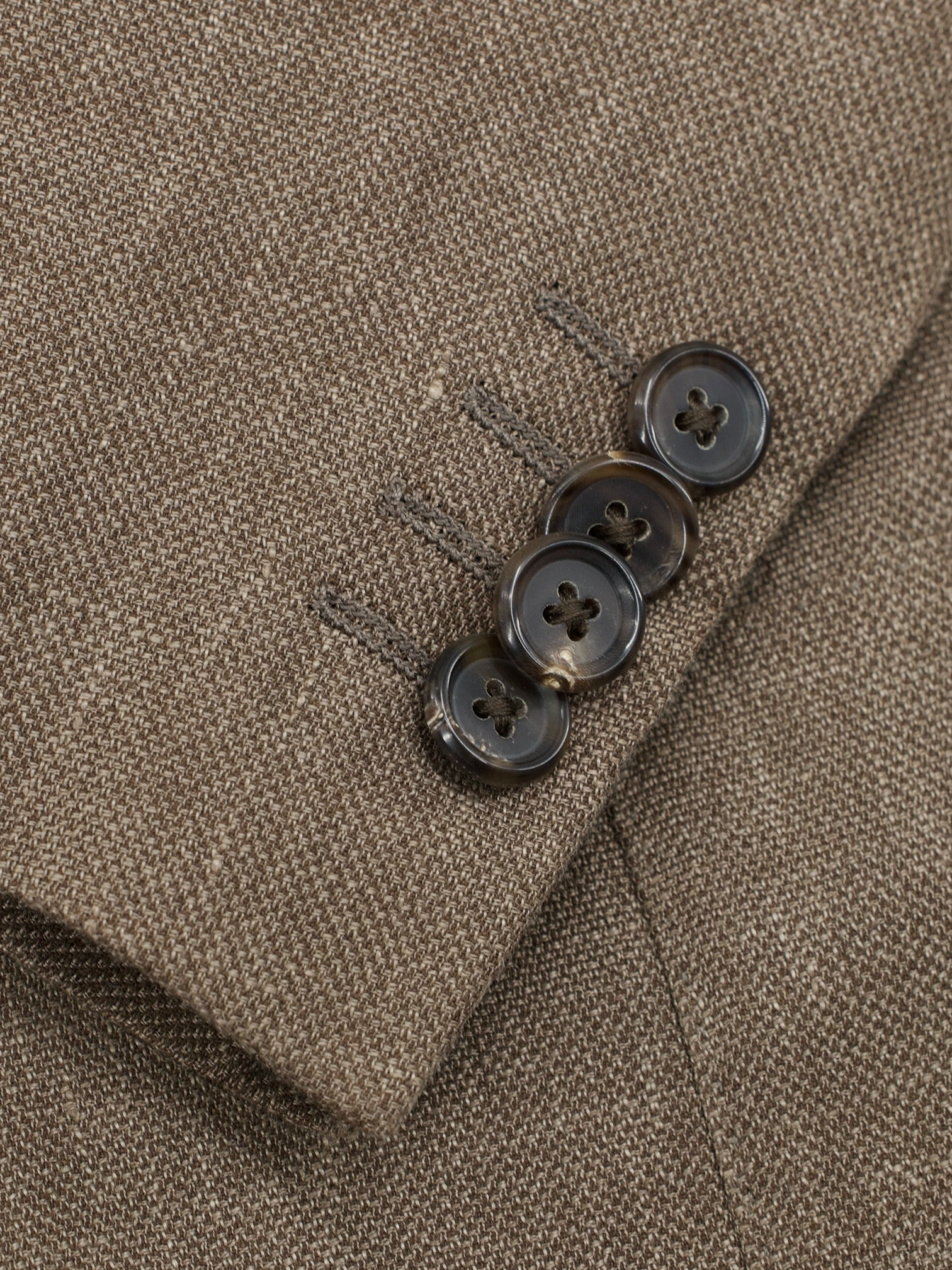 Caruso Light Brown Wool, Linen & Silk Micro-Pattern Tosca Jacket
