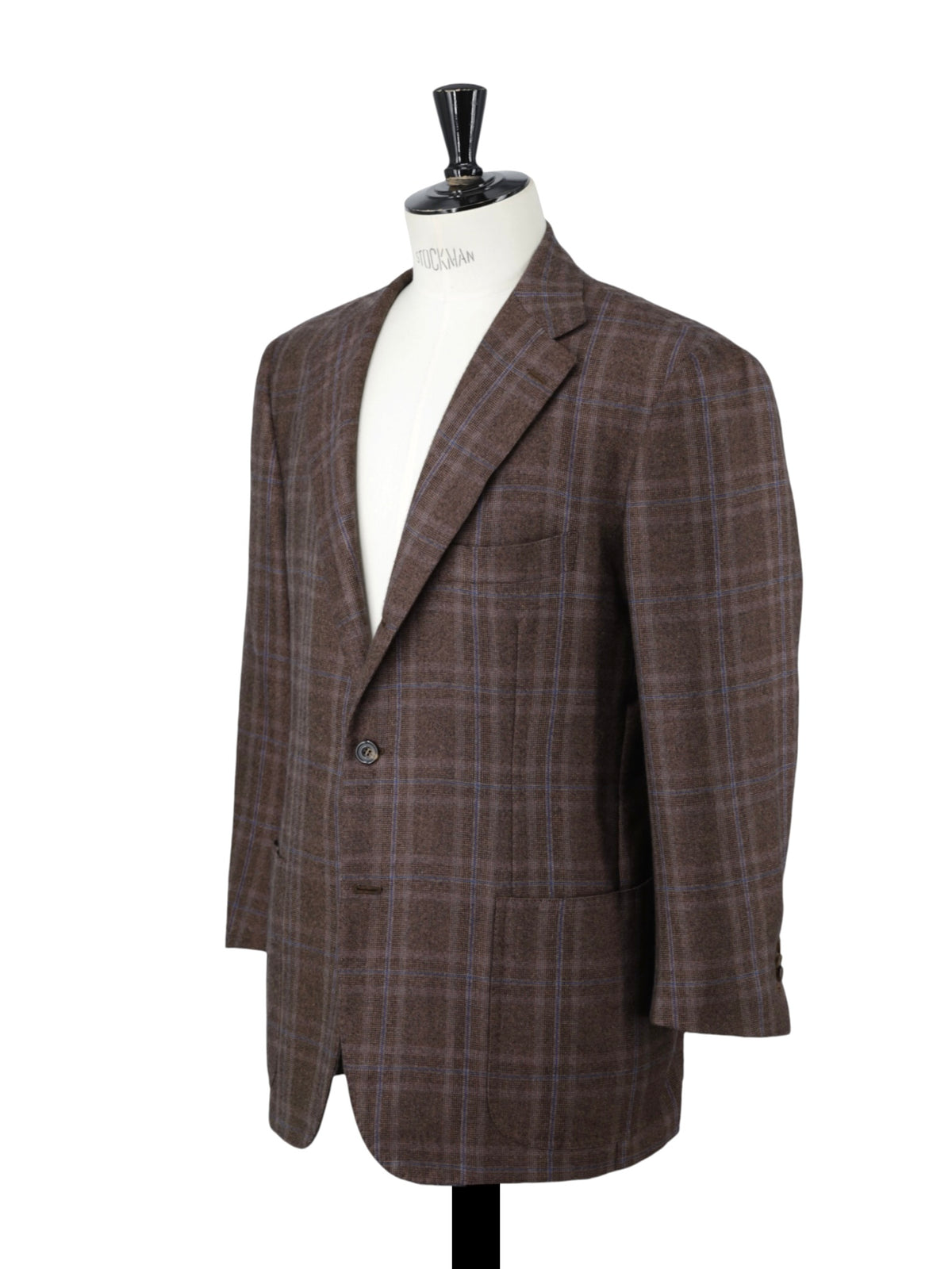 Kiton Brown & Blue Pure Cashmere Windowpane Winter Jacket