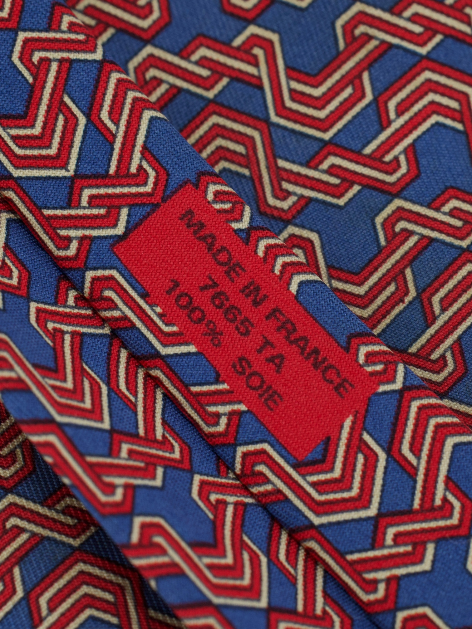 Hermès Blue & Red Silk Zigzag Tie