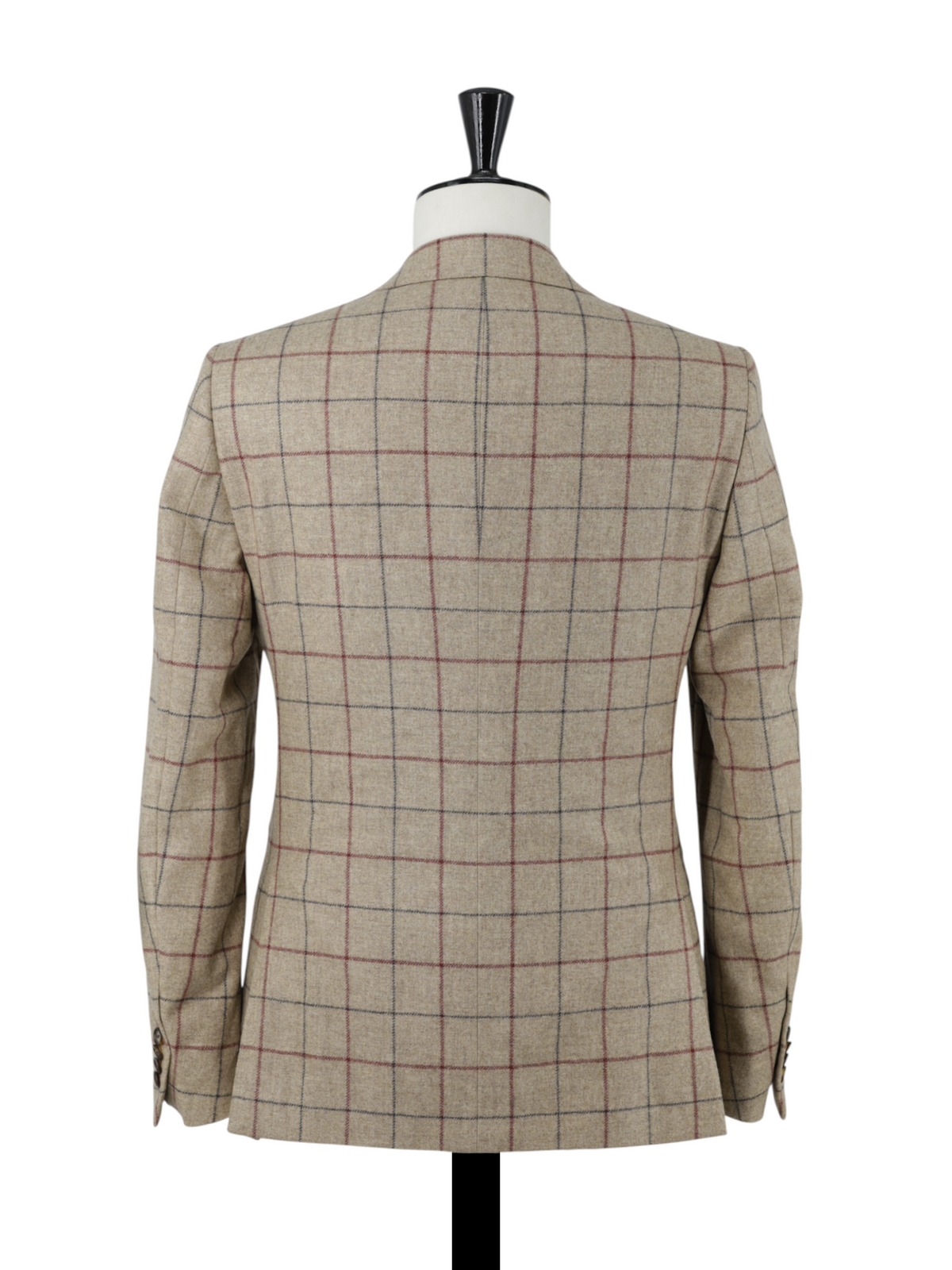 Caruso Brown & Burgundy Wool-Flannel Windowpane Jacket