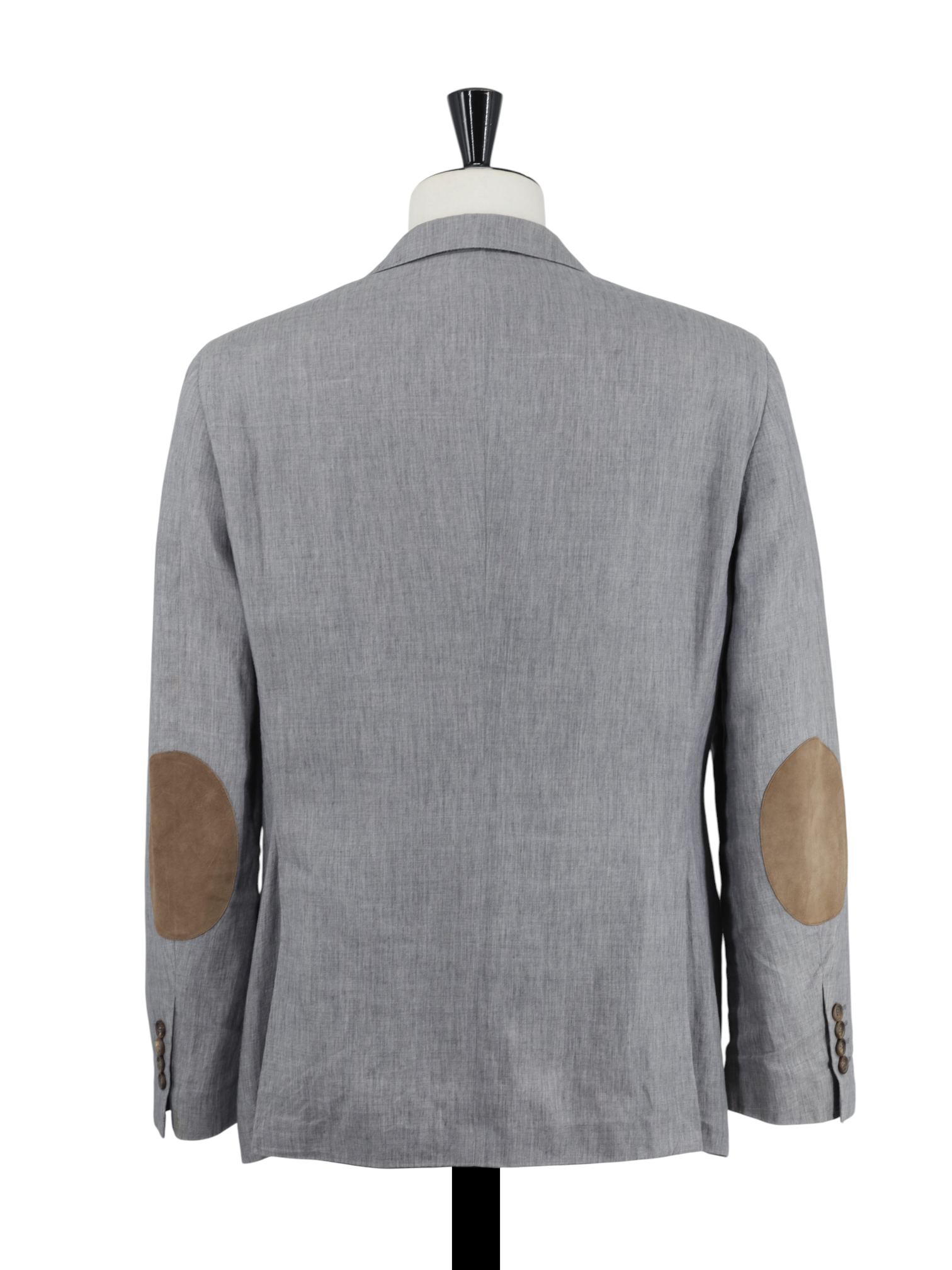 Brunello Cucinelli Light Grey Linen Elbow-Patch Italian-Countryside Jacket