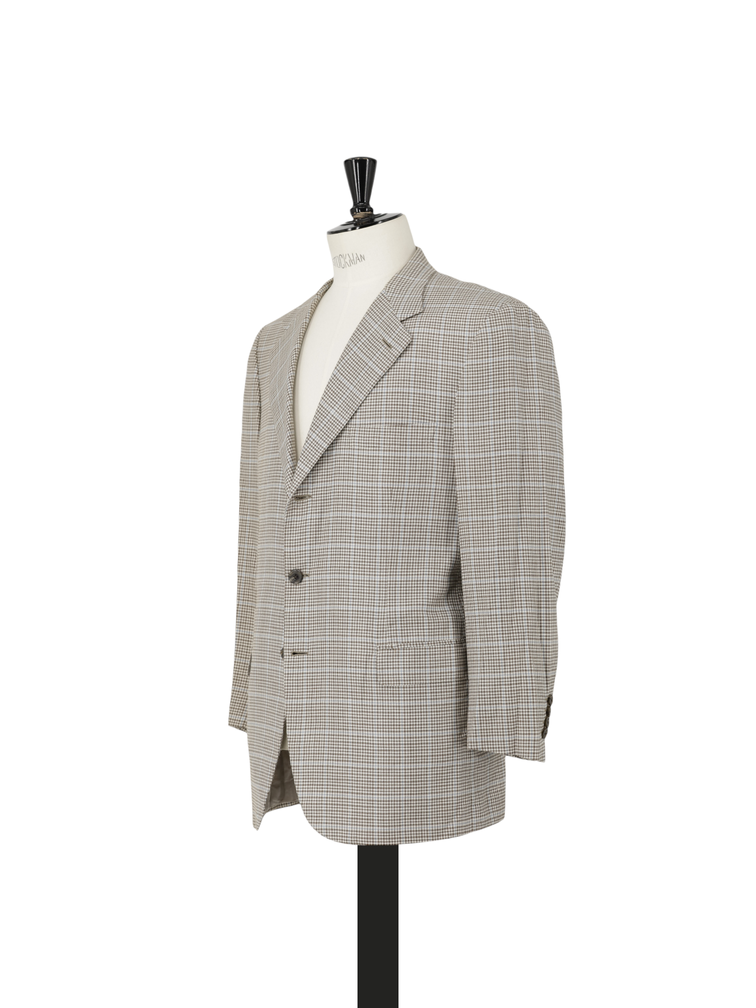 Brioni Light Brown & Light Blue Wool, Silk & Linen Overcheck Senato Jacket