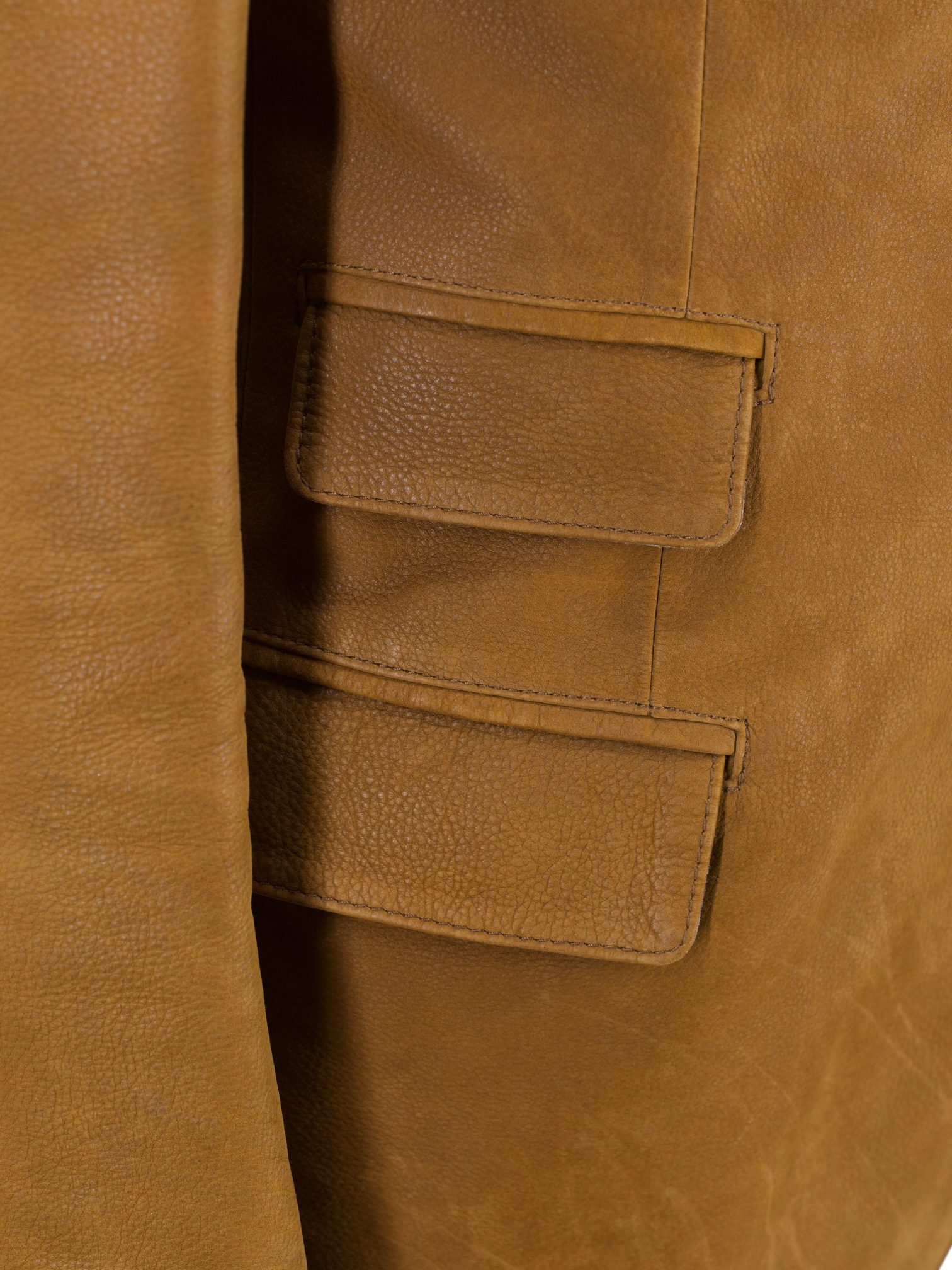 Brunello Cucinelli Whiskey Brown Grain-Leather Jacket