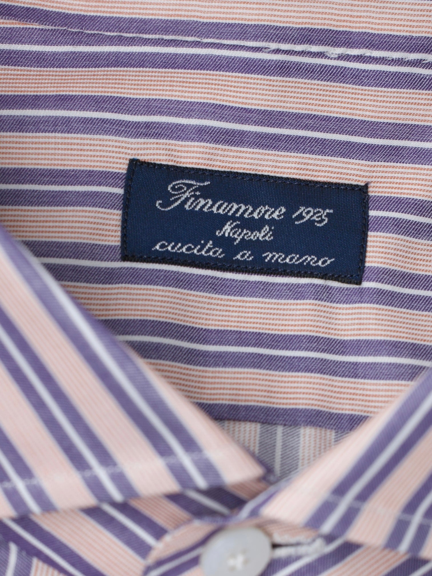 Finamore Pink & Lavender Cotton Multi-Pinstripe Shirt
