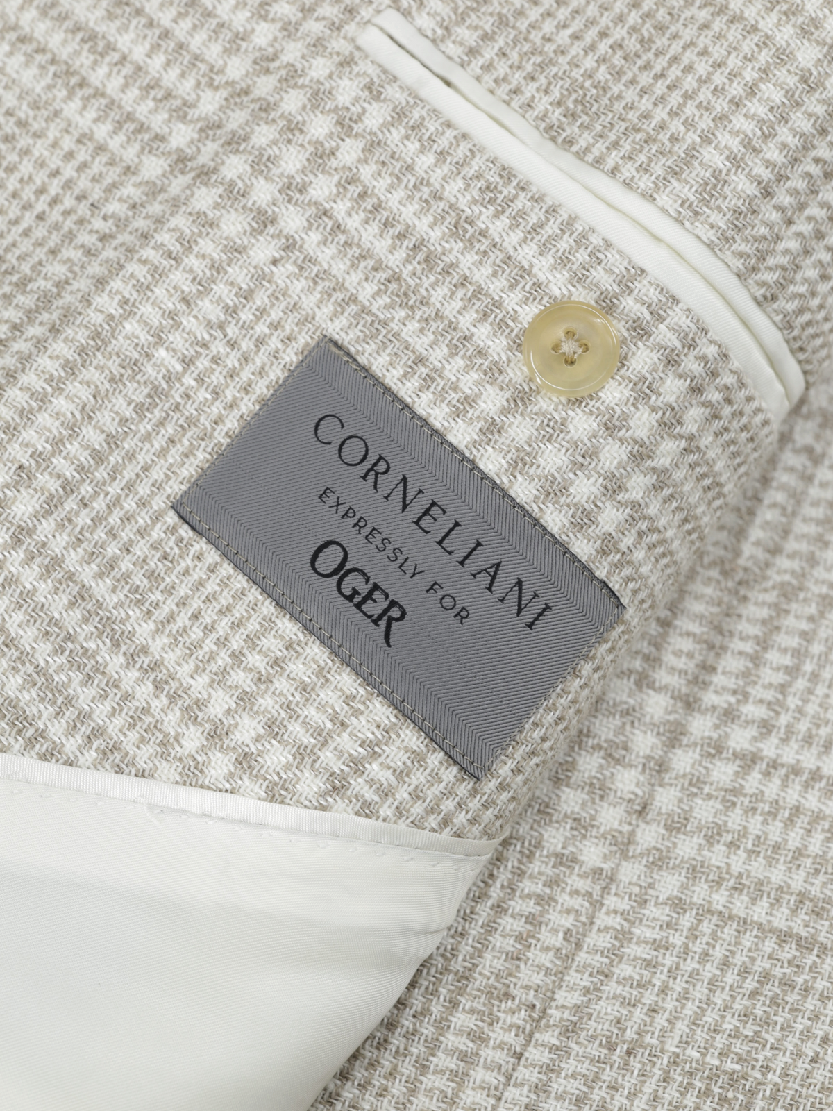 Corneliani Greige Wool & Linen Prince of Wales Jacket