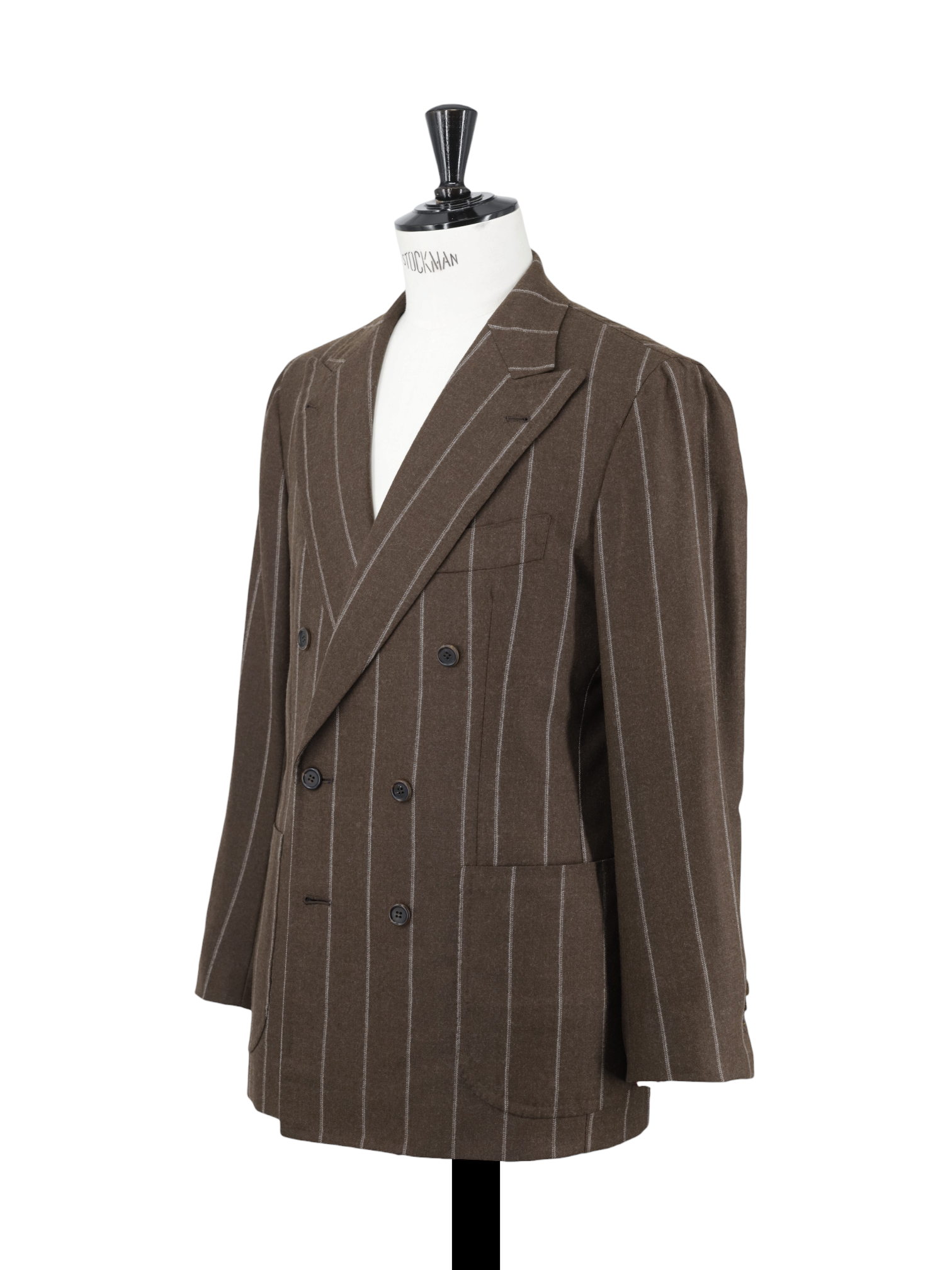 Orazio Luciano Dark Brown Double-Breasted Wool-Flannel Chalkstripe Suit