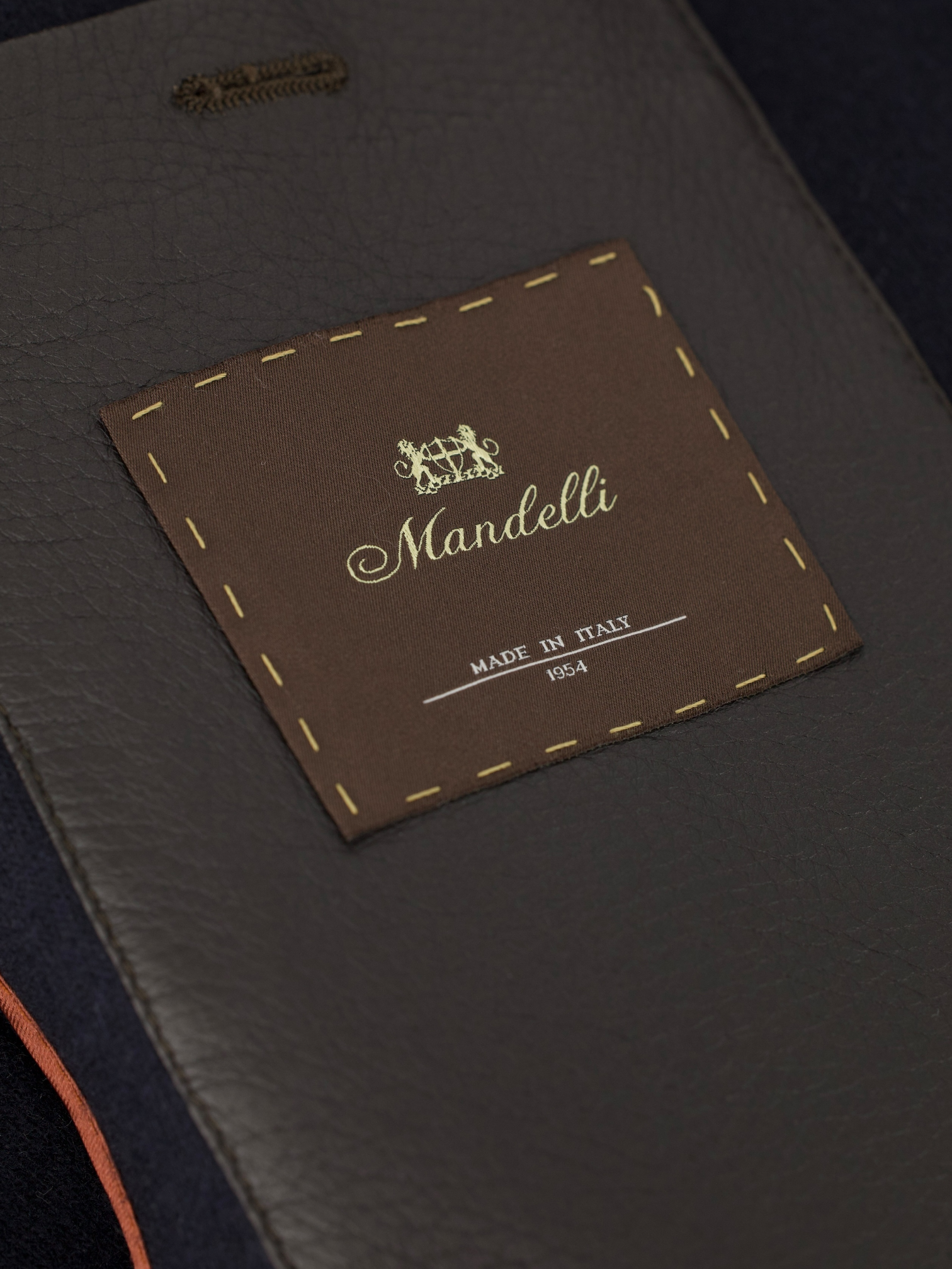 Mandelli Navy Double-Faced Stretch Cashmere & Castorino Fur Collar Overcoat