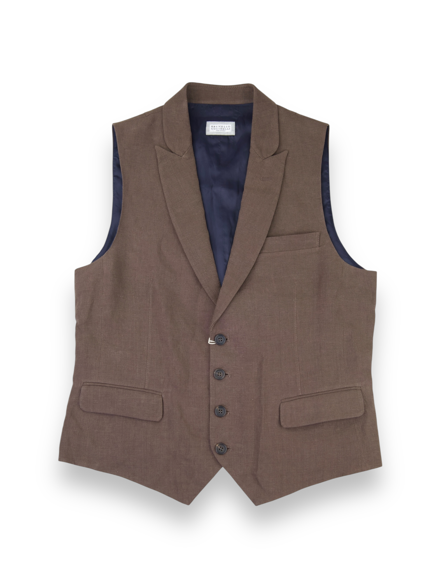 Brunello Cucinelli Tobacco Brown Linen Waistcoat