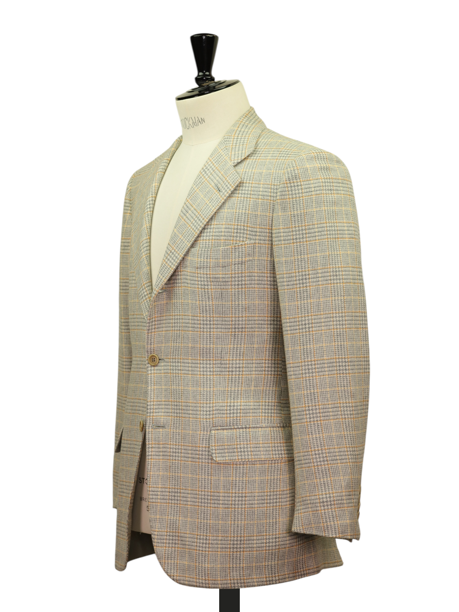 Kiton Grey & Orange Pure Cashmere Prince of Wales Jacket