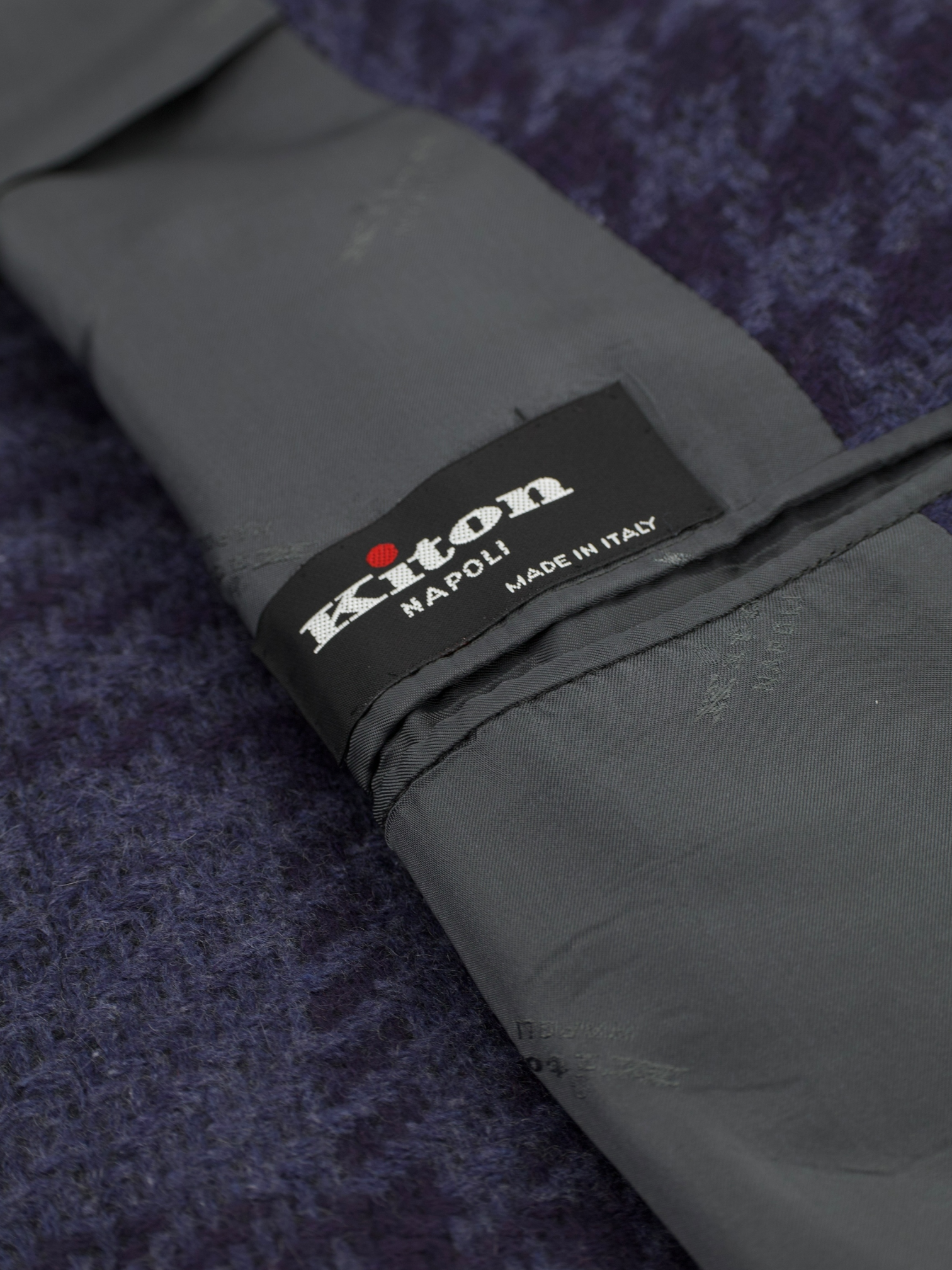 Kiton Blue Pure Plushy-Cashmere Prince de Galles Winter Jacket