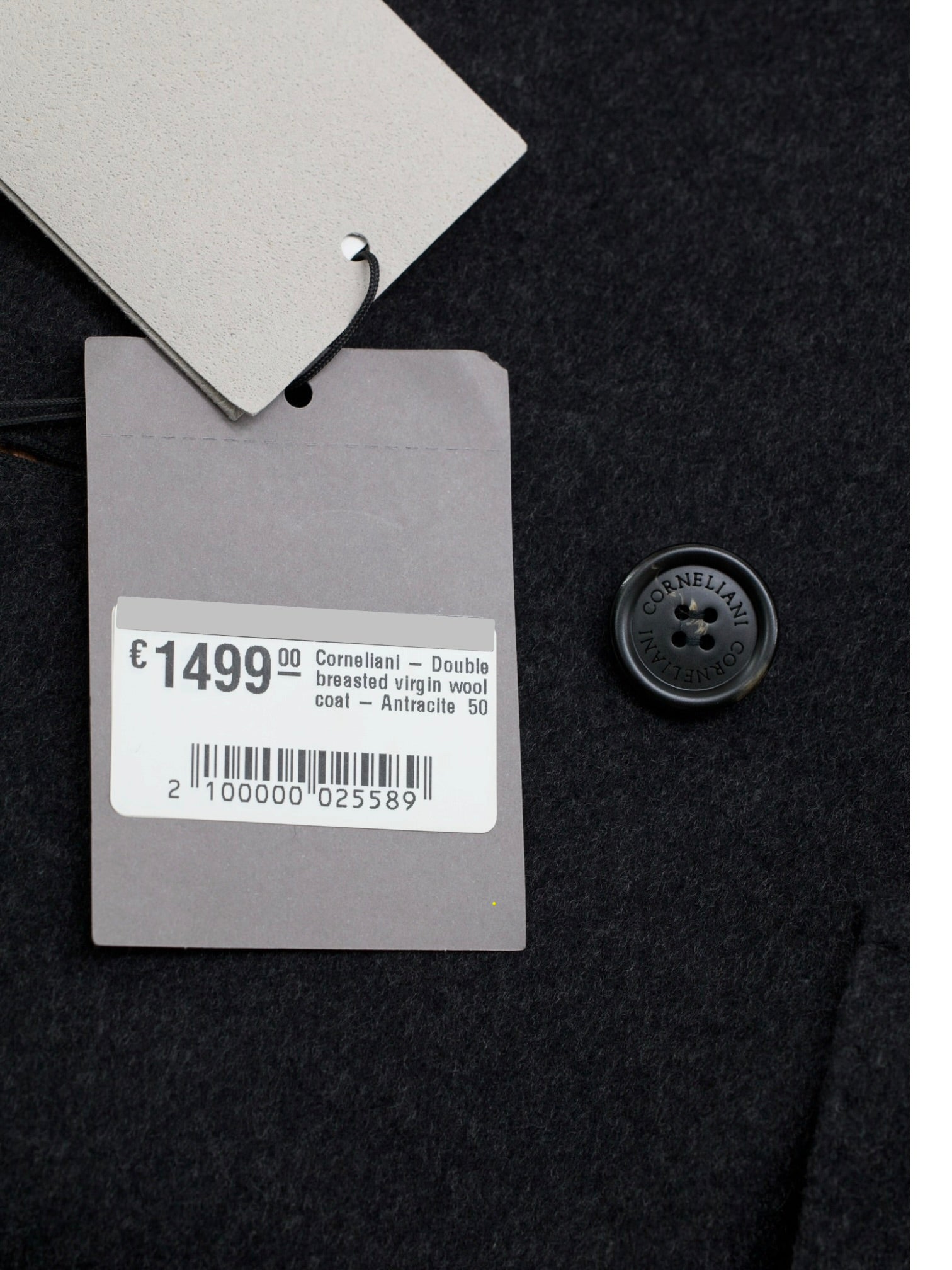 Corneliani Dark Grey Double-Breasted Virgin-Wool Polo Coat