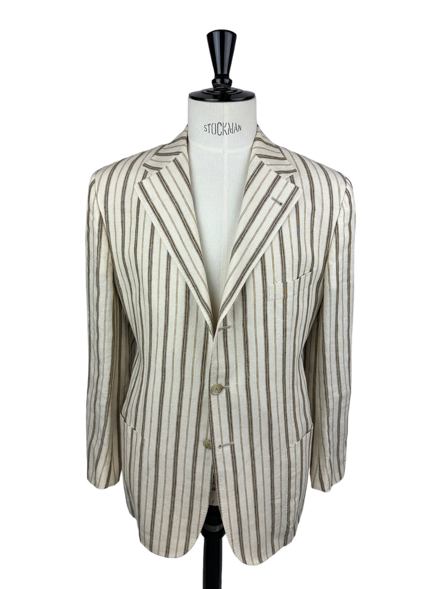 Corneliani Sand Linen Pinstripe Jacket