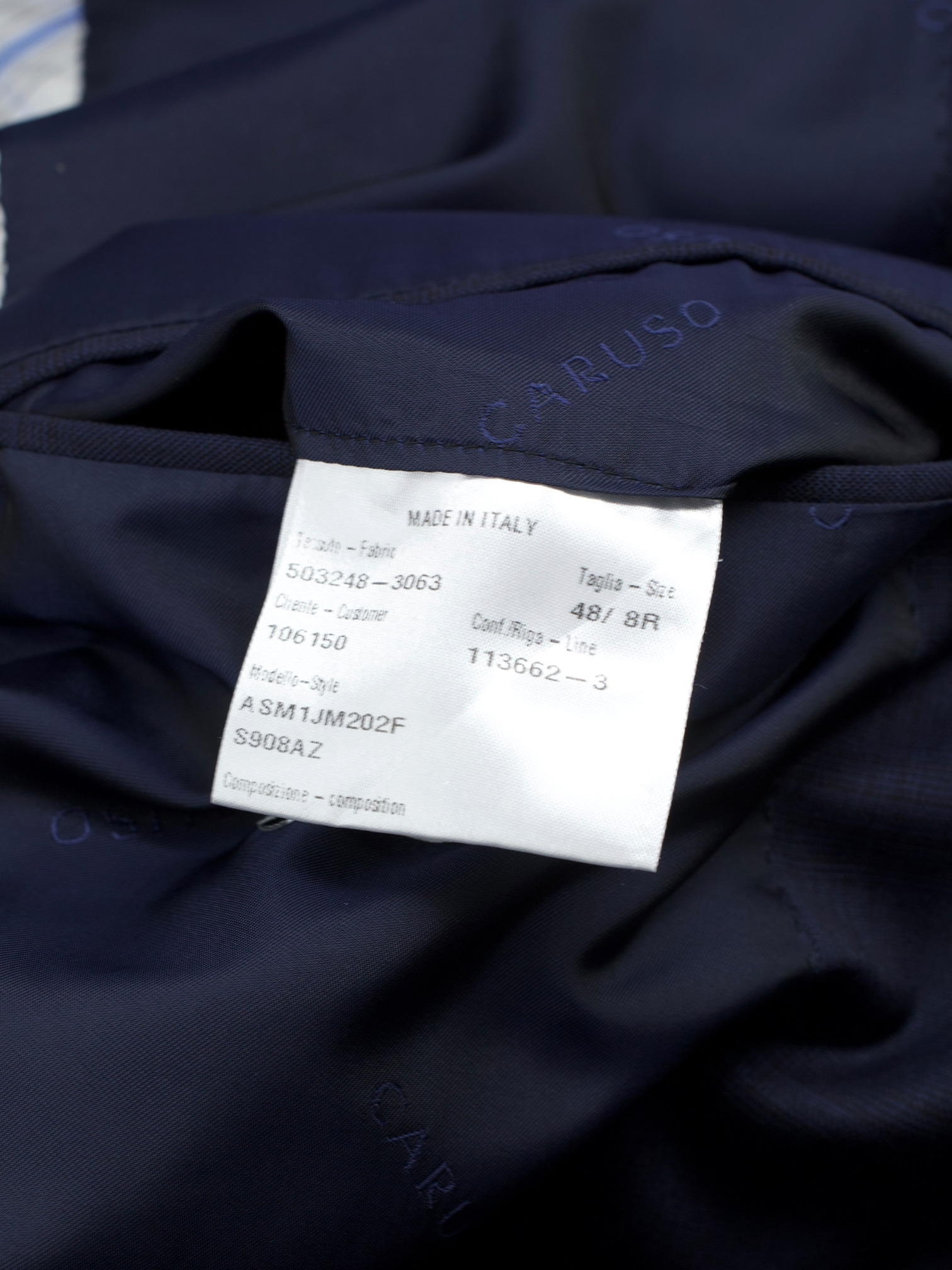 Caruso Dark Blue Fine-Wool Checkered Aida Suit