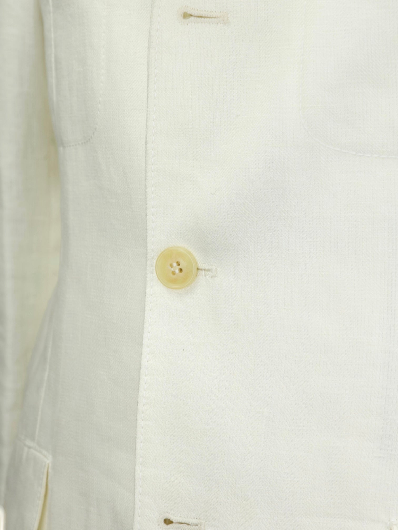 Corneliani ID White Linen Herringbone Safari Jacket