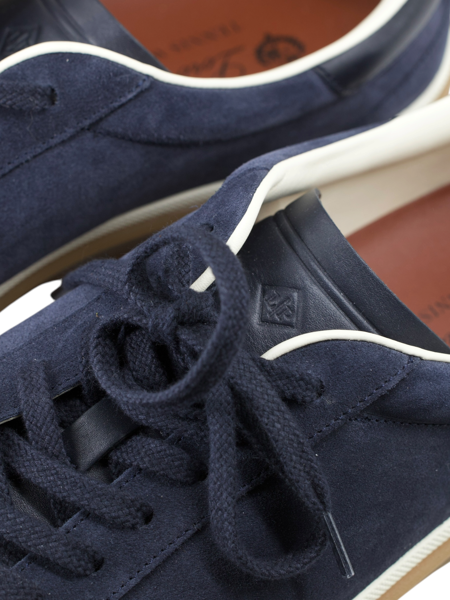 Loro Piana Navy Suede Calf-Split Tennis Walk Sneakers