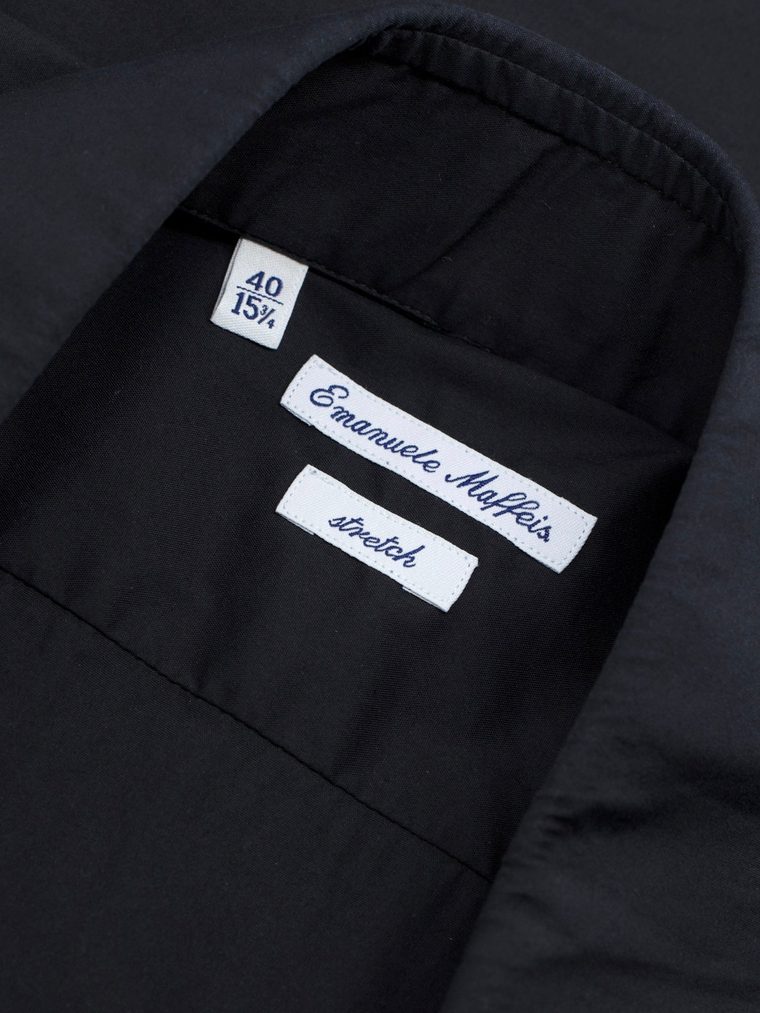 Emanuele Maffeis Black Cotton & Stretch Dress Shirt