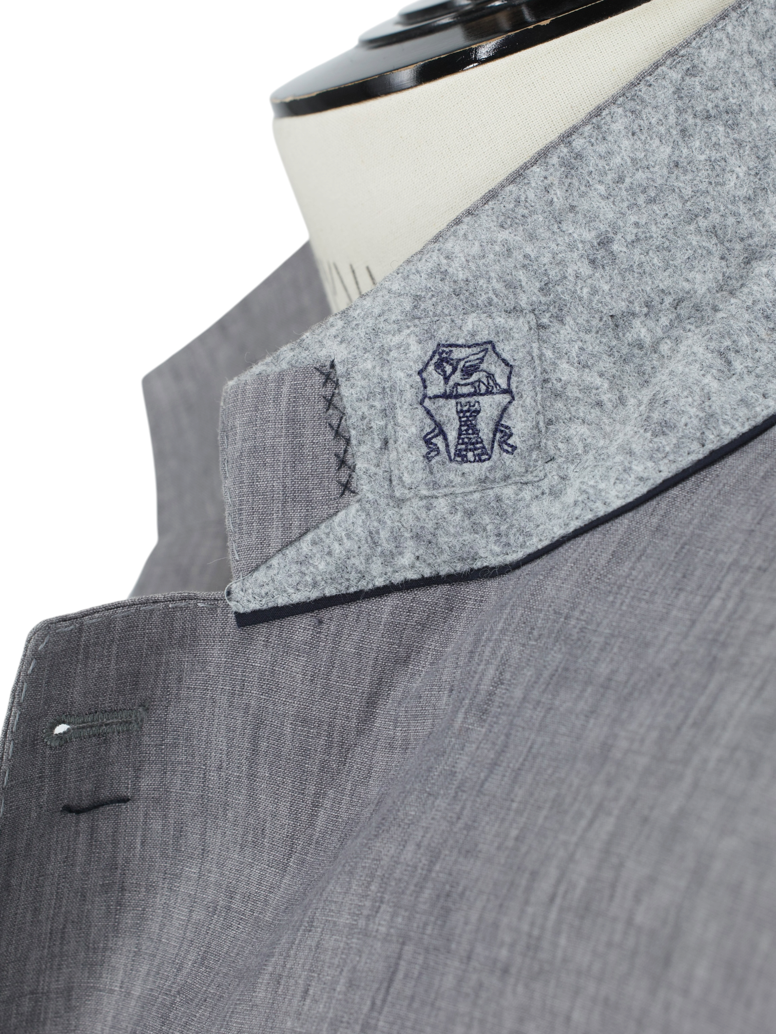 Brunello Cucinelli Light Grey Linen Elbow-Patch Italian-Countryside Jacket